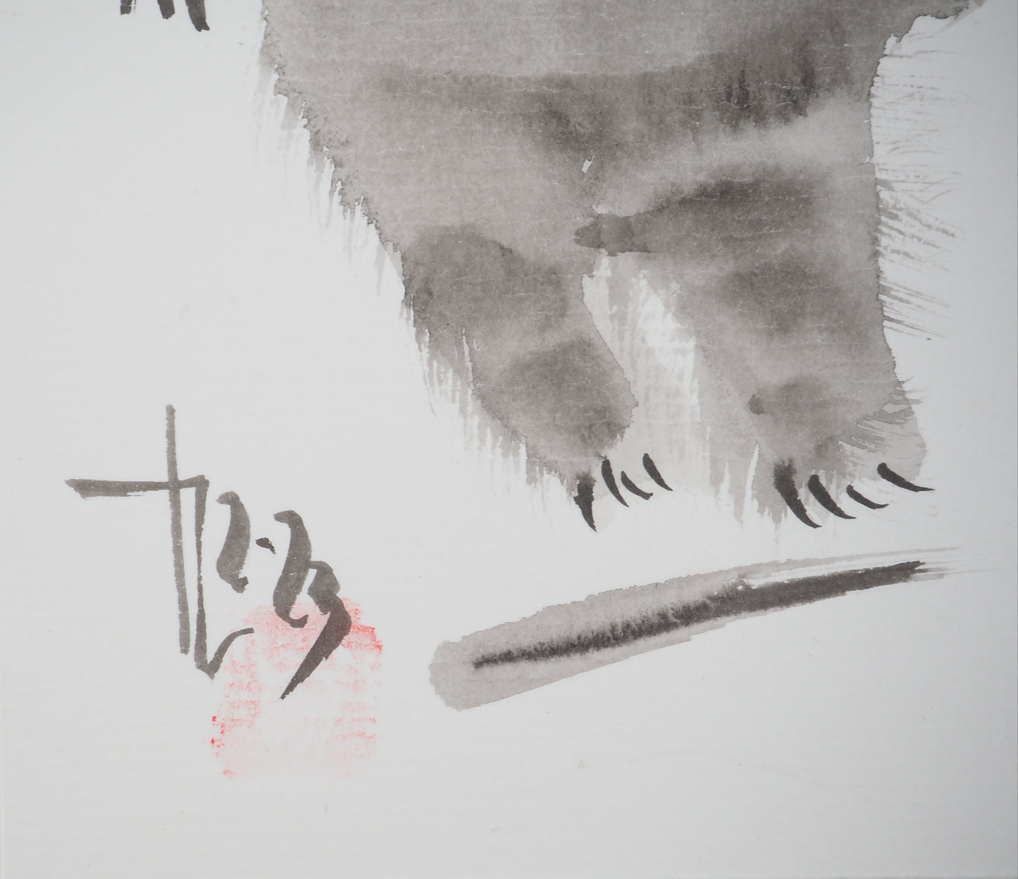 Laszlo TIBAY : Chaton jouant avec un papillon - Dessin original signé