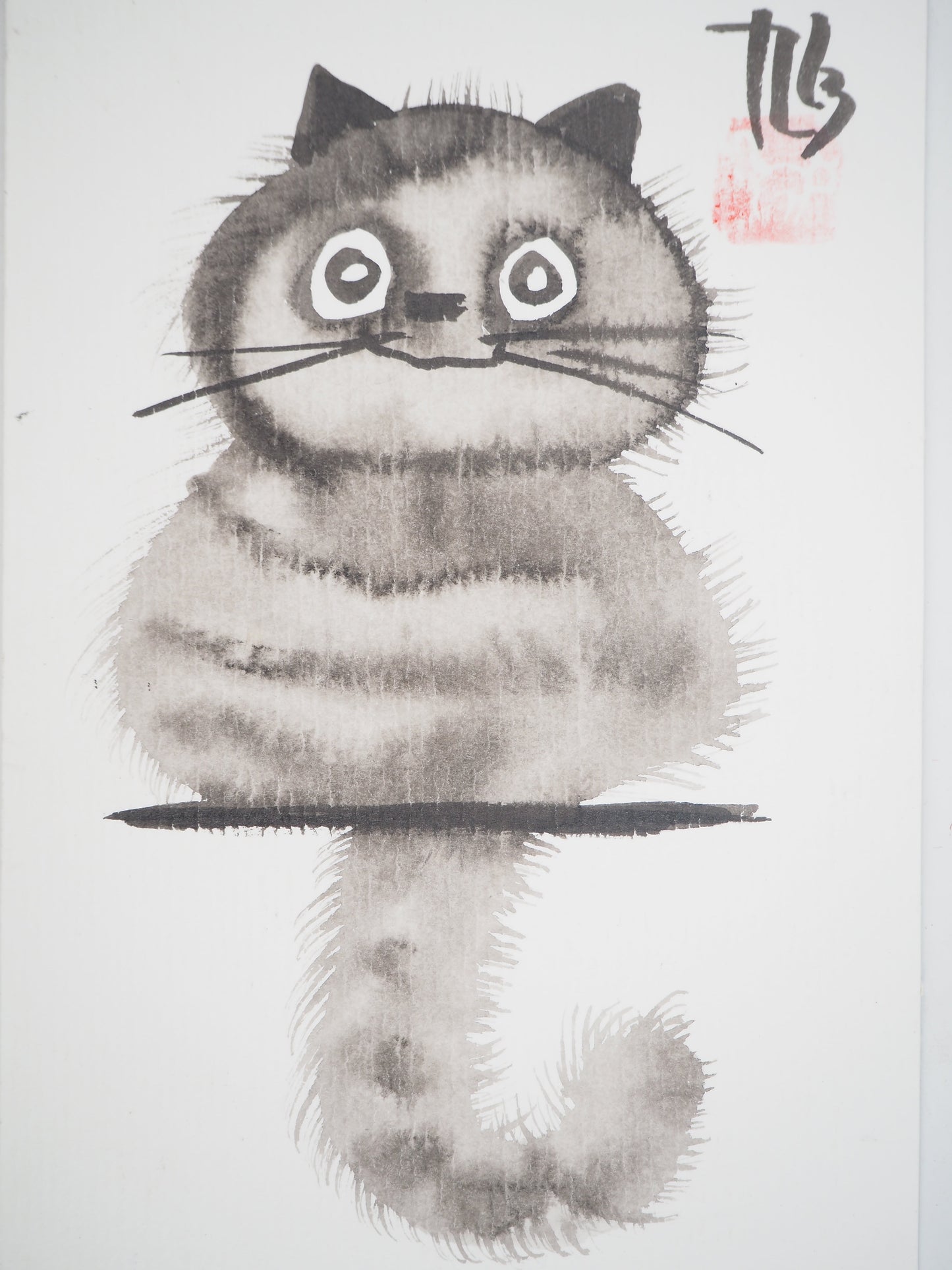 Laszlo TIBAY : Chaton rêveur - Dessin original signé