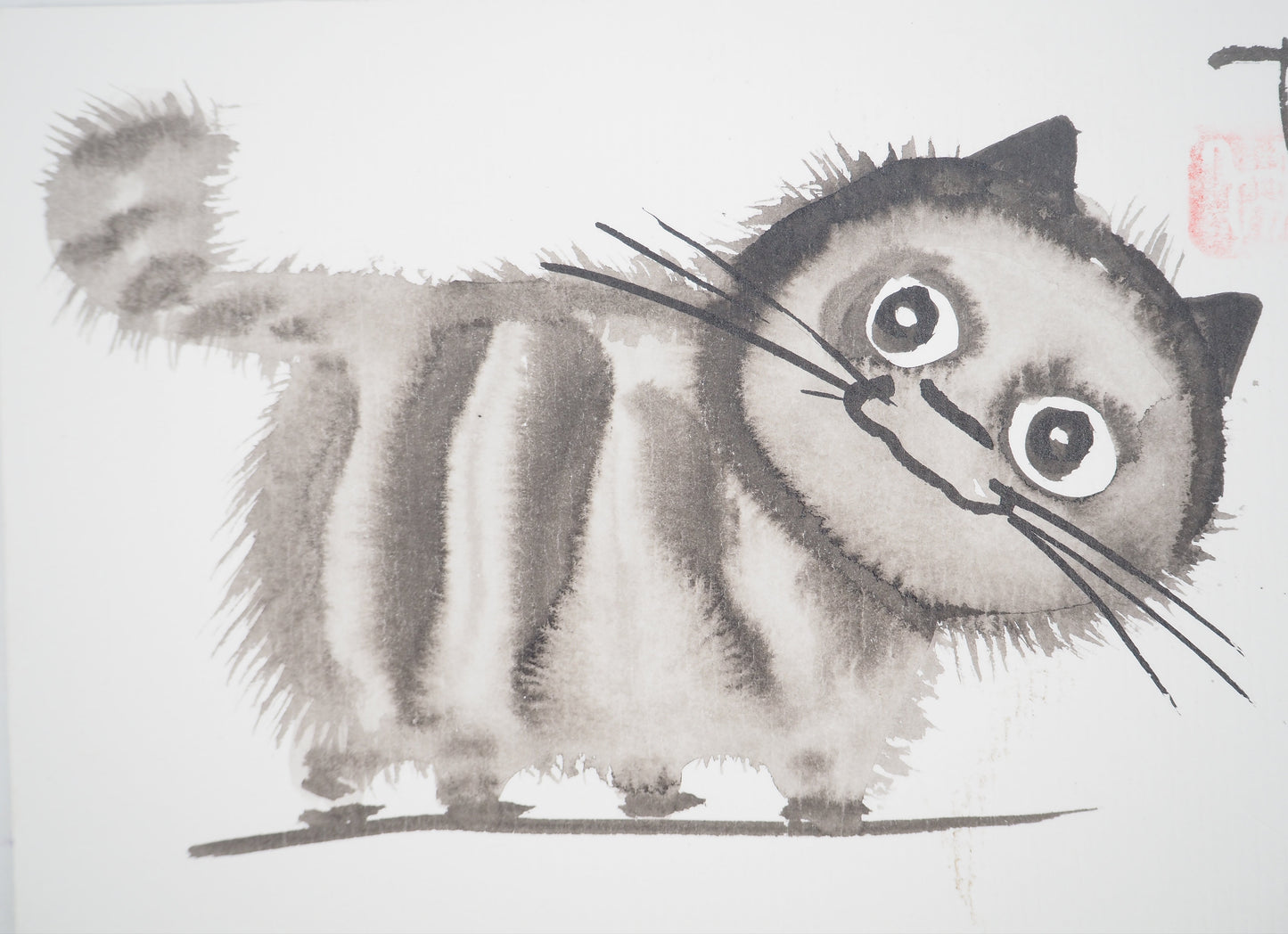 Laszlo TIBAY : Chaton observateur - Dessin original signé