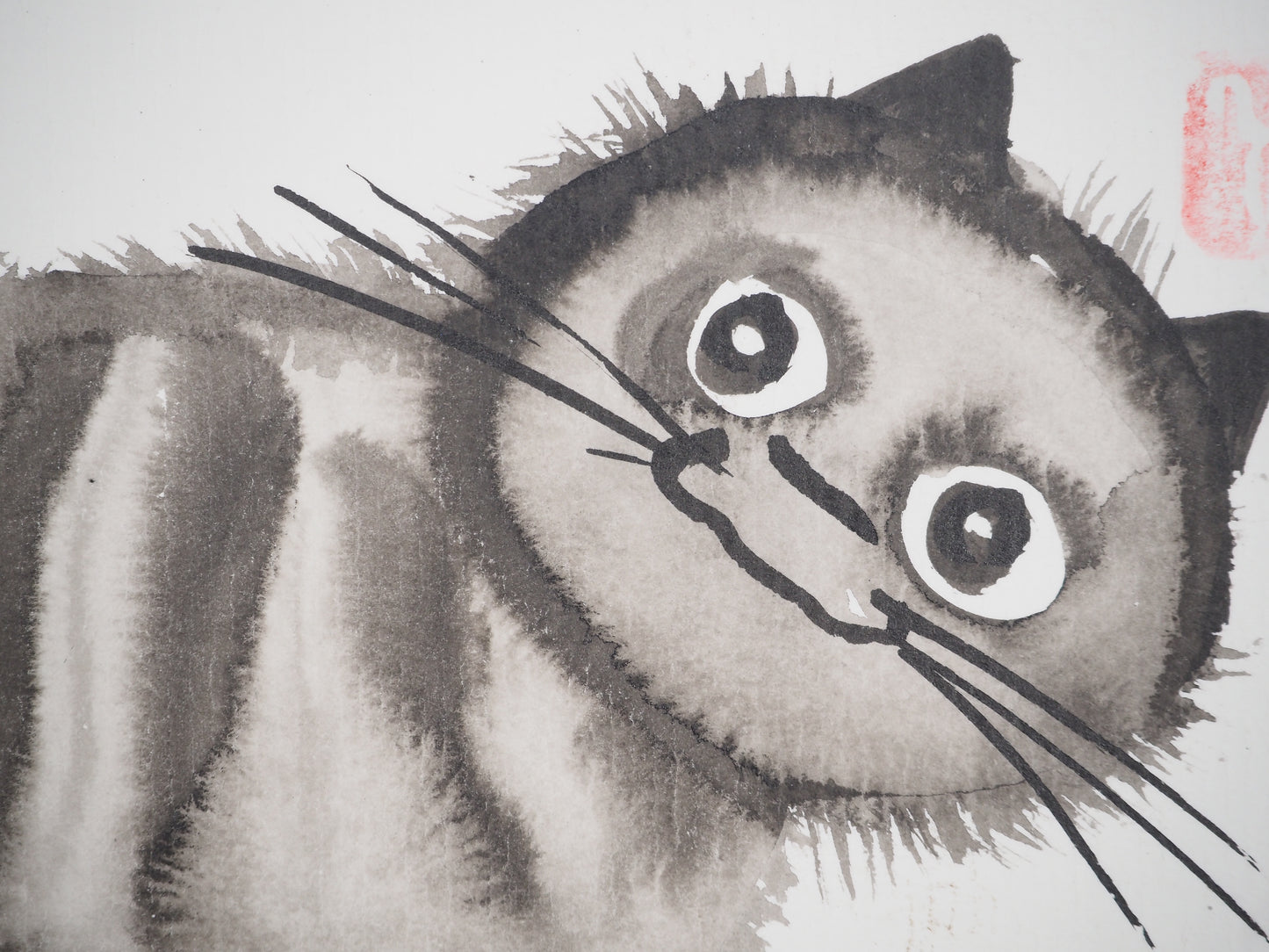 Laszlo TIBAY : Chaton observateur - Dessin original signé