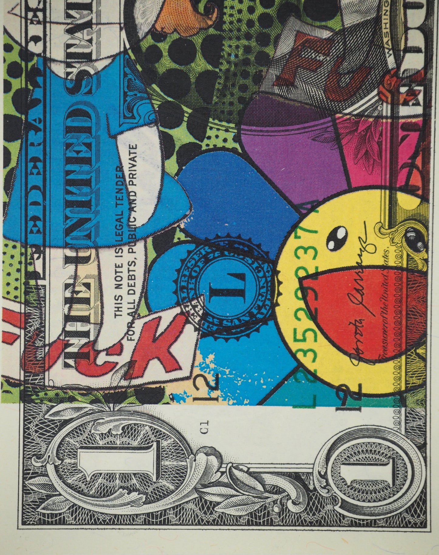 Death NYC : Blue Nara with Murakami's flowers - Sérigraphie originale signée