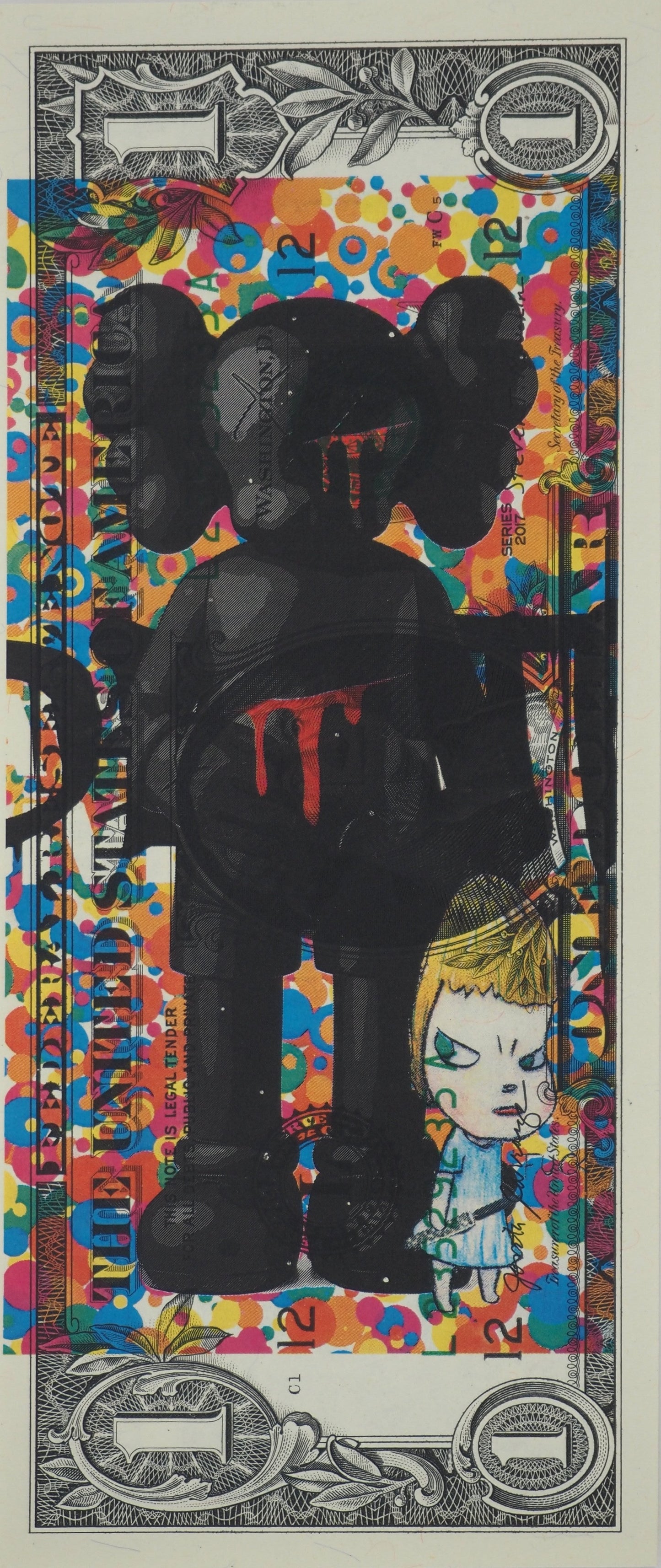 Death NYC : Black Kaws's bleeding with Murderer Nara - Sérigraphie originale signée