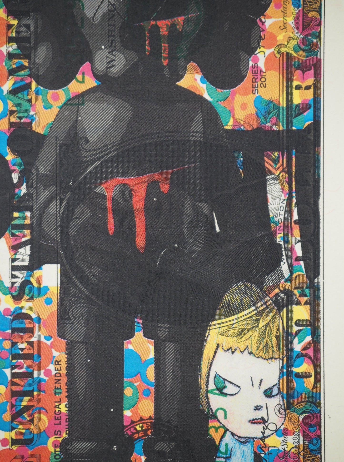 Death NYC : Black Kaws's bleeding with Murderer Nara - Sérigraphie originale signée