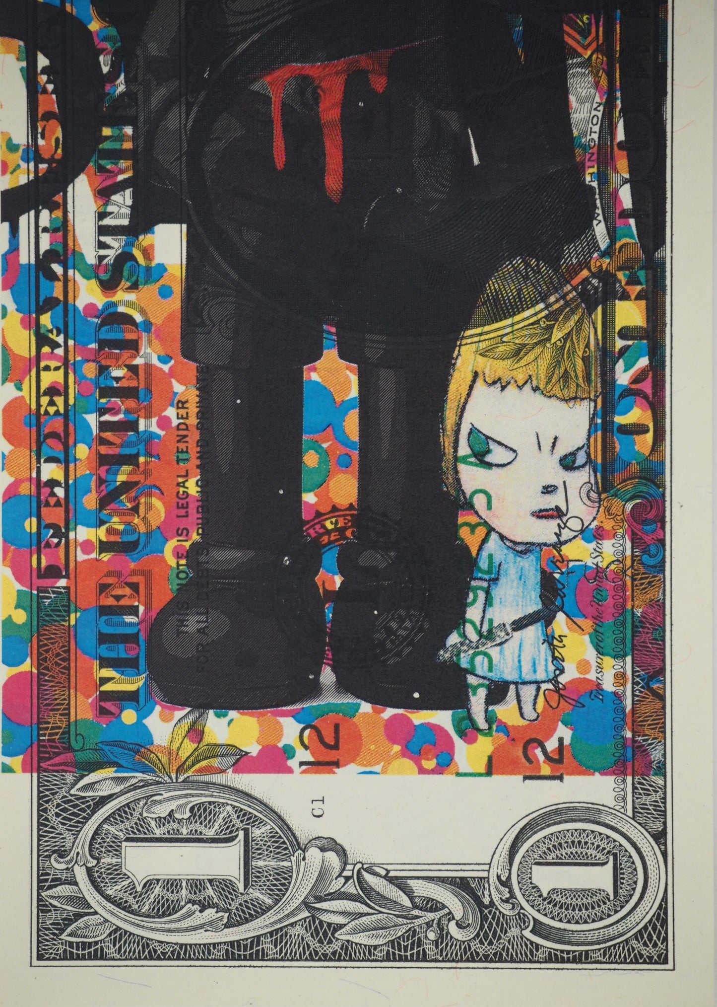 Death NYC : Black Kaws's bleeding with Murderer Nara - Sérigraphie originale signée