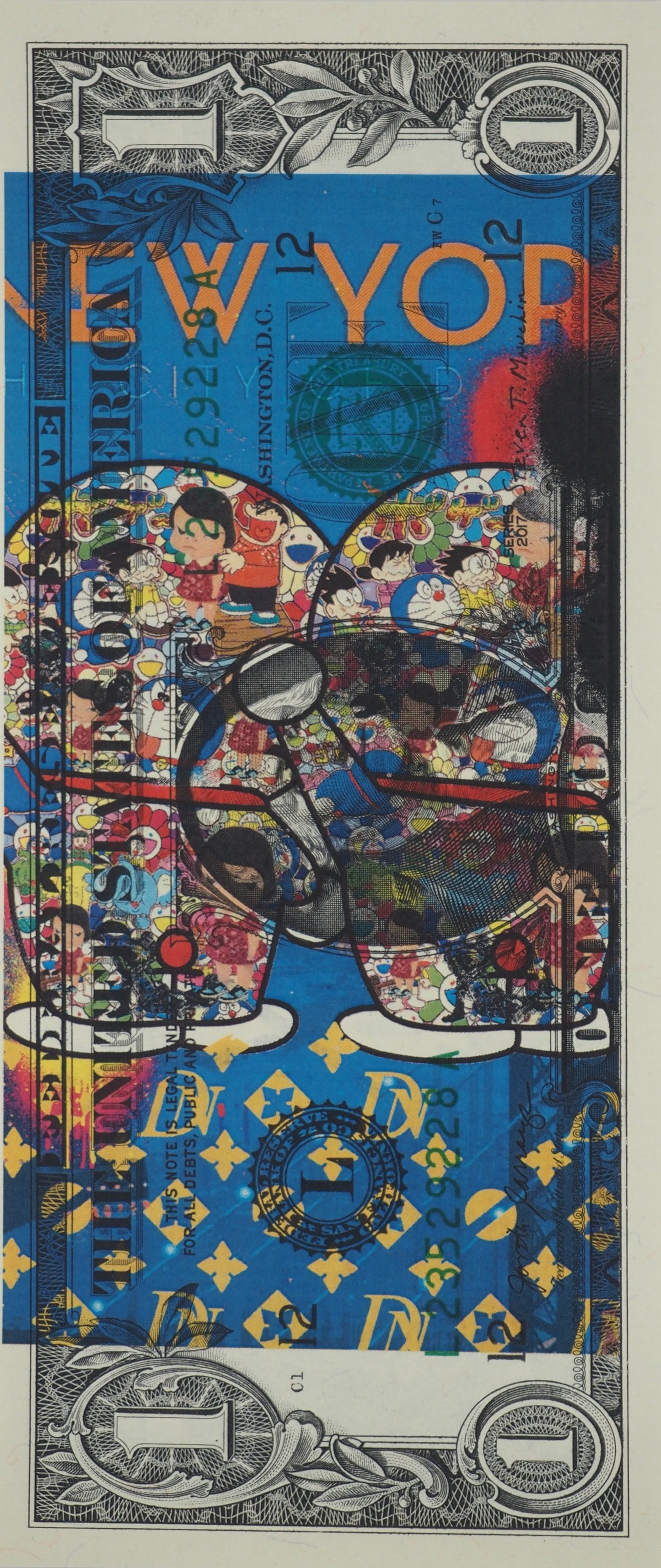 Death NYC : Doraemon in NY's background - Sérigraphie originale signée