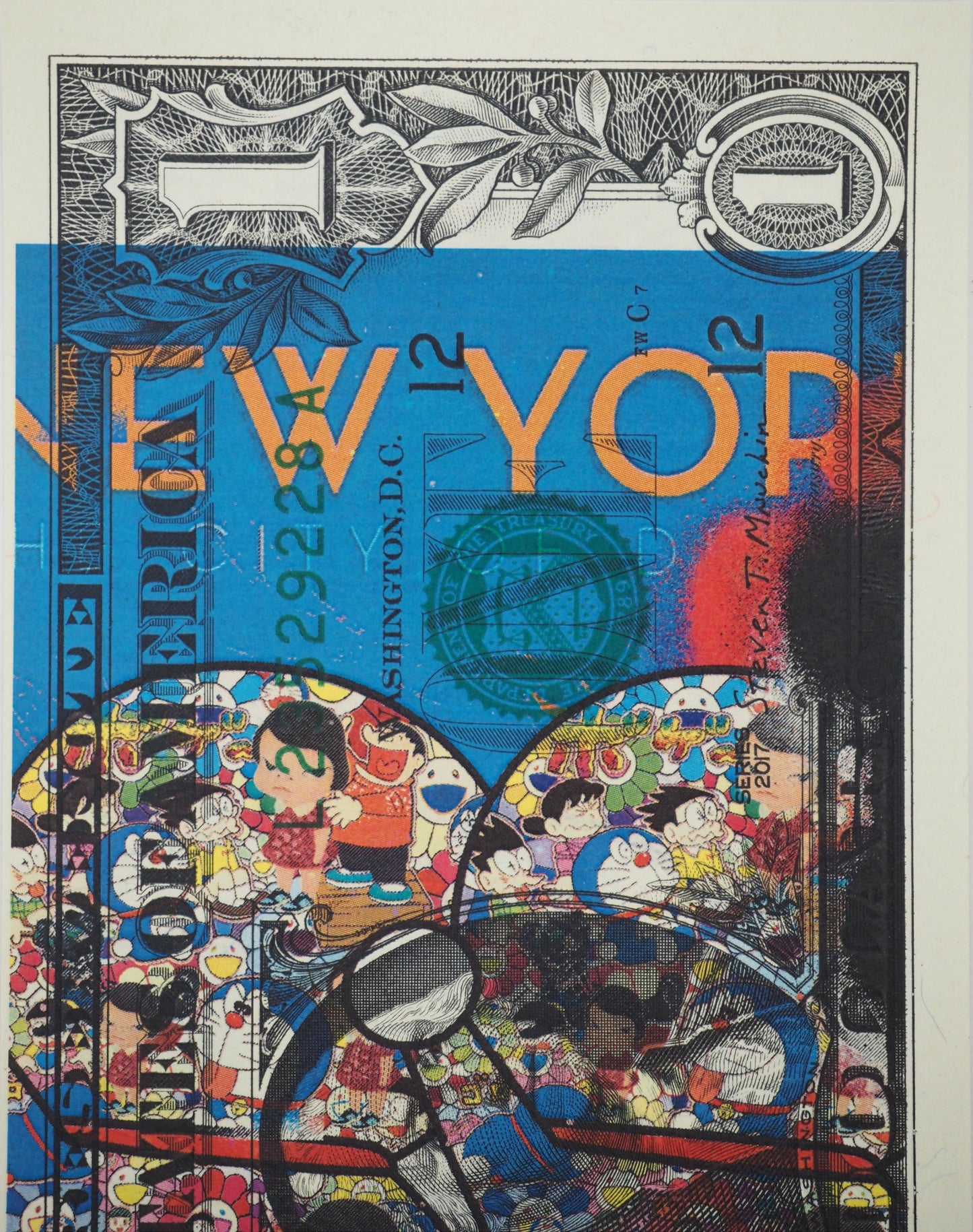 Death NYC : Doraemon in NY's background - Sérigraphie originale signée