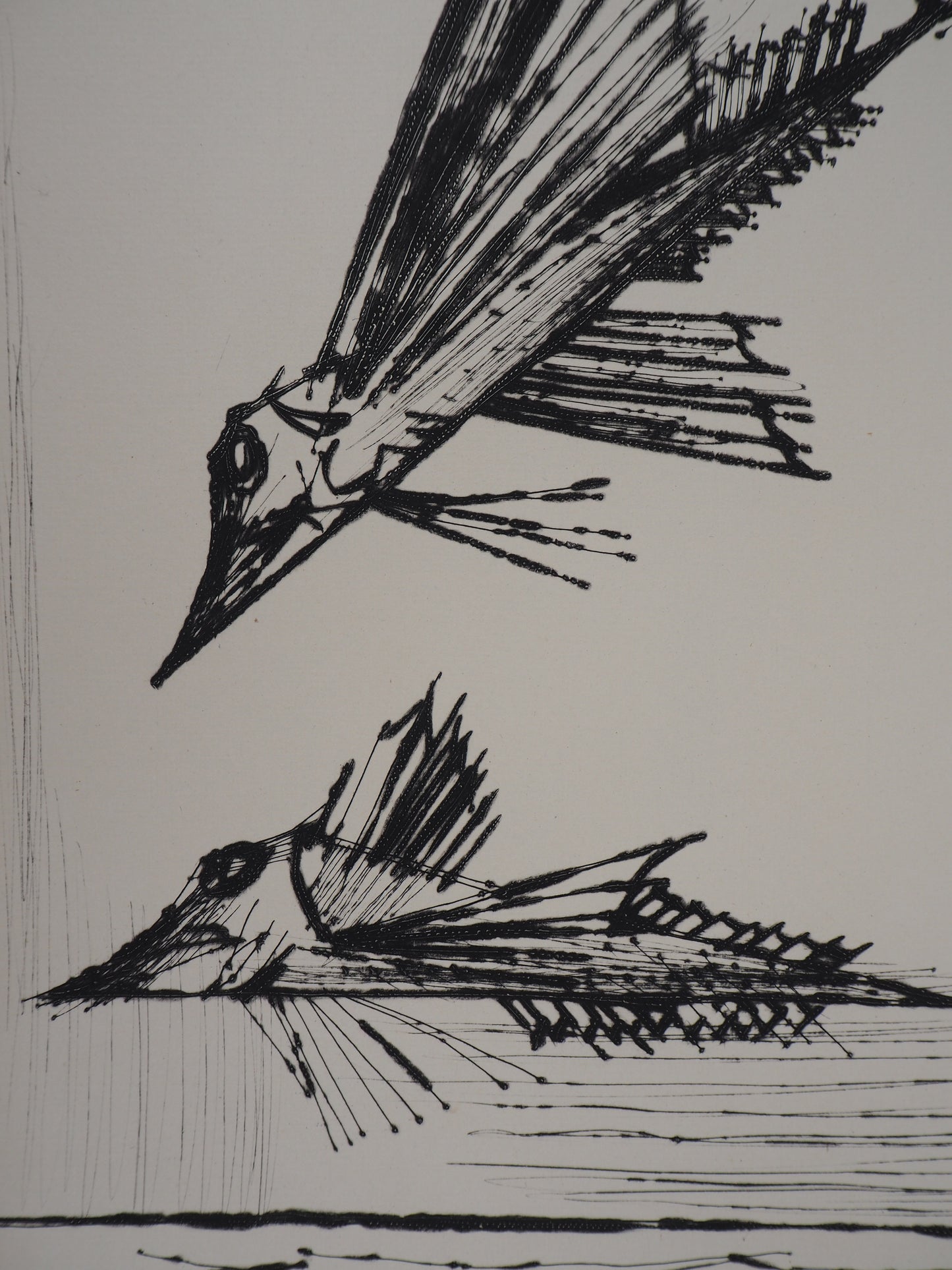 Bernard BUFFET : Poissons volants - Gravure originale