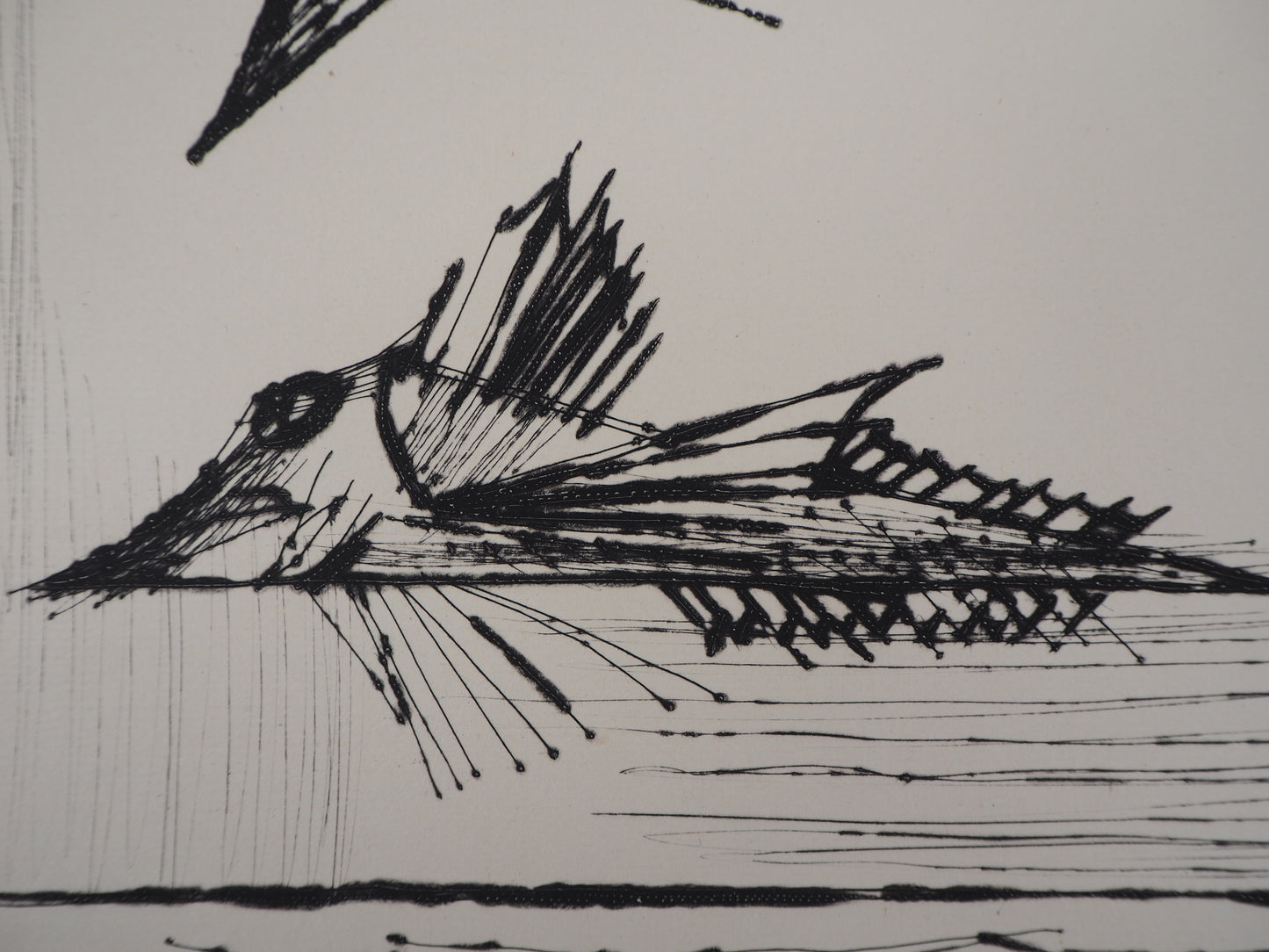 Bernard BUFFET : Poissons volants - Gravure originale