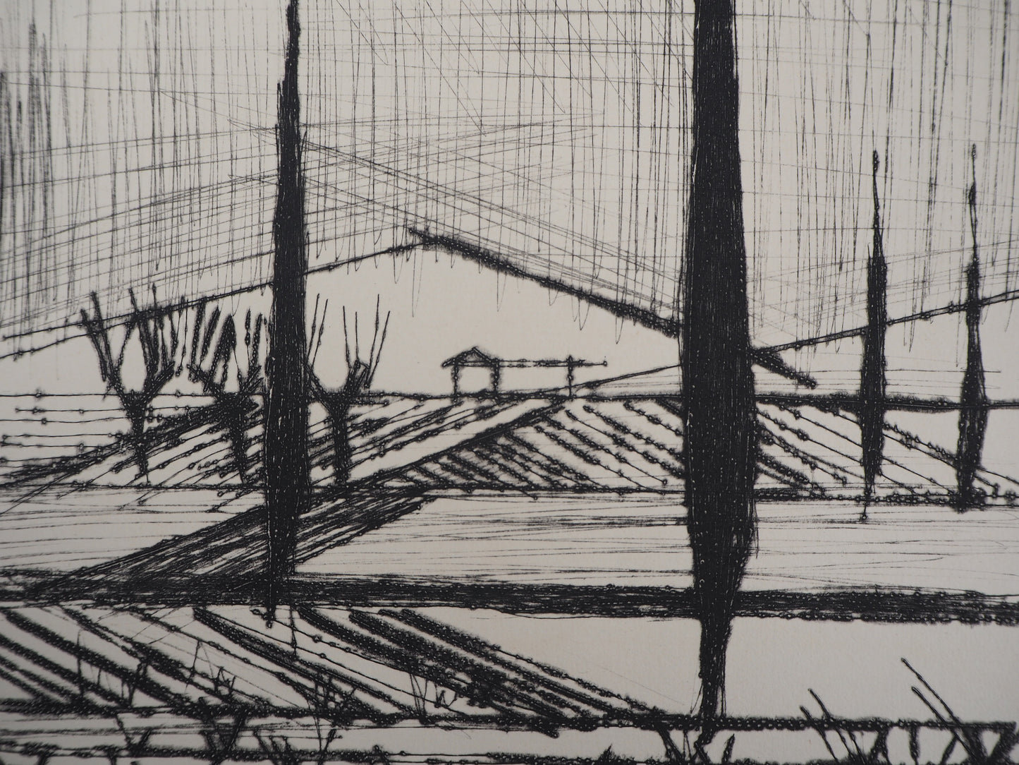 Bernard BUFFET : Paysage Italien - Gravure originale