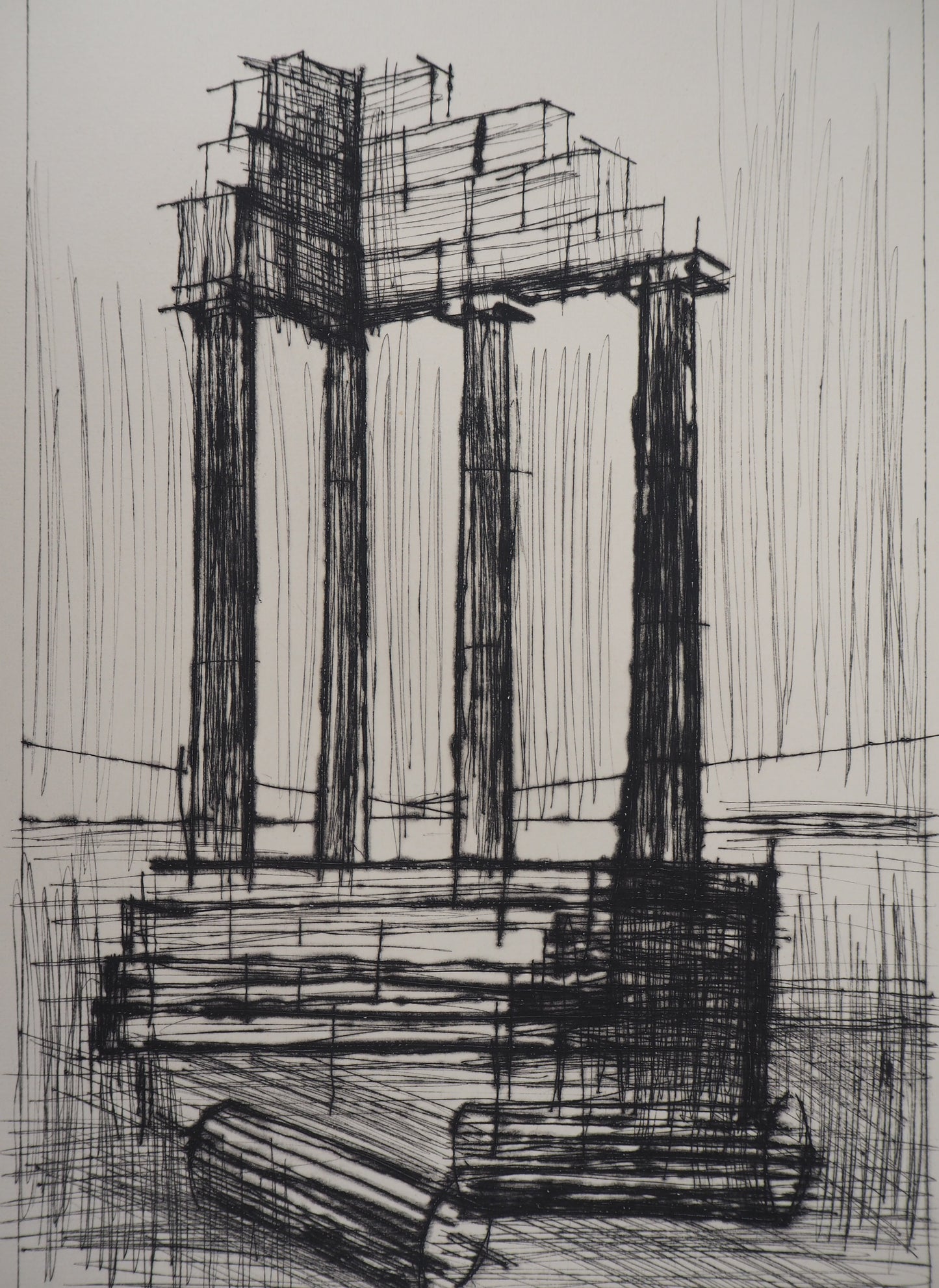 Bernard BUFFET : Temple en Ruine (Pompéi) - Gravure originale