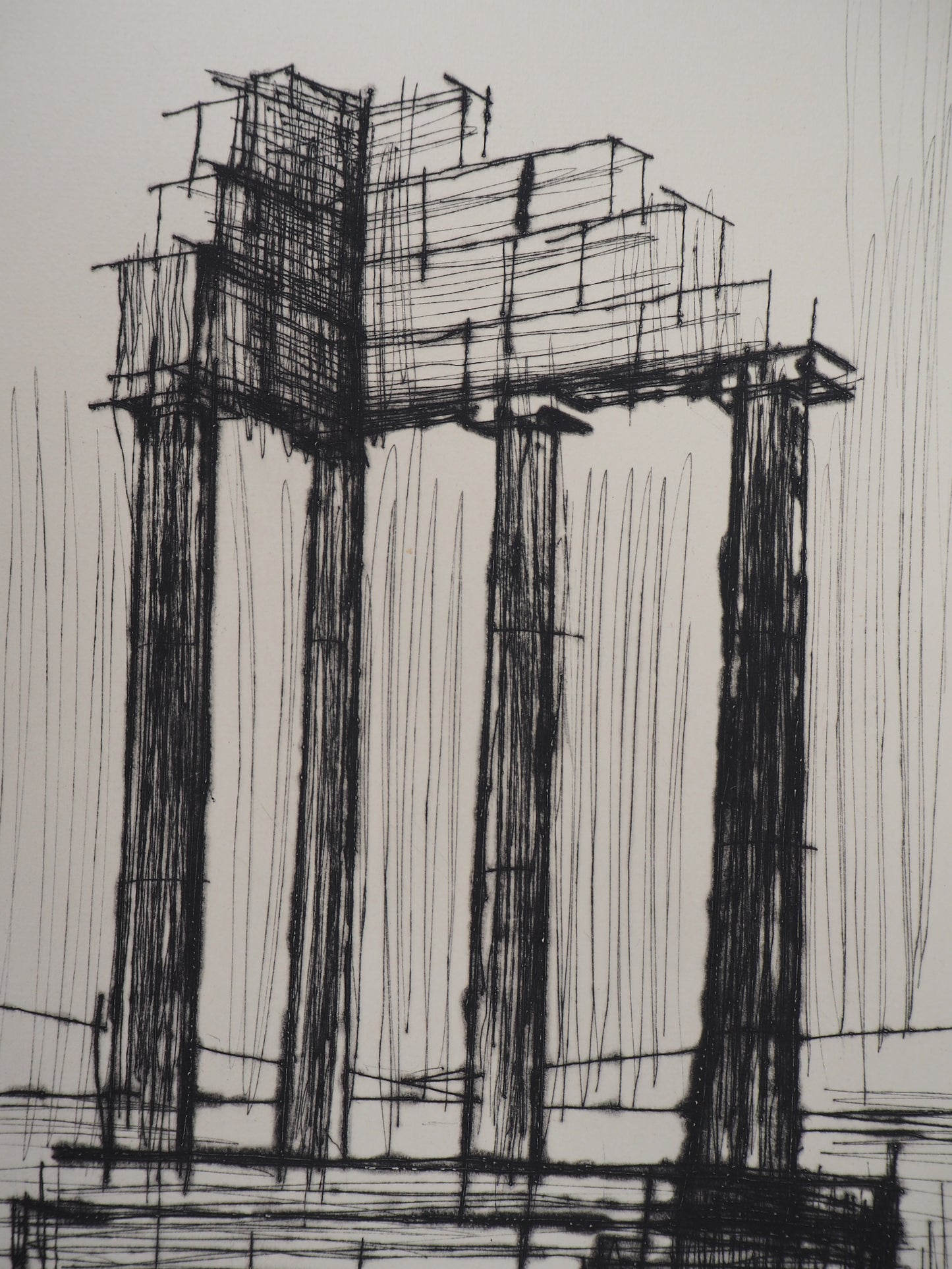 Bernard BUFFET : Temple en Ruine (Pompéi) - Gravure originale