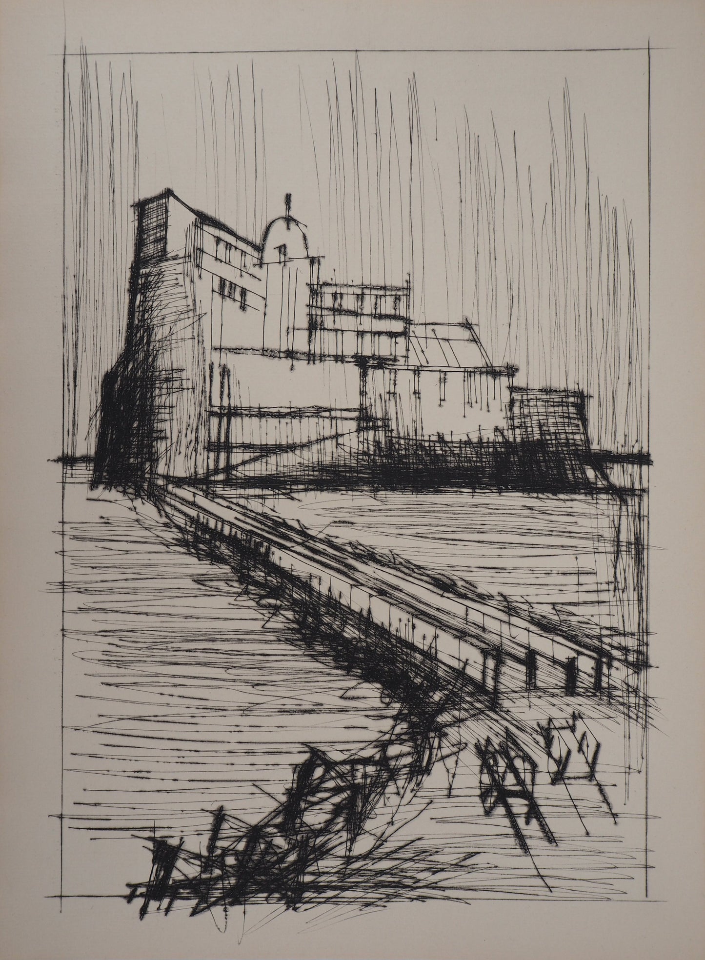 Bernard BUFFET : La forteresse - Gravure originale