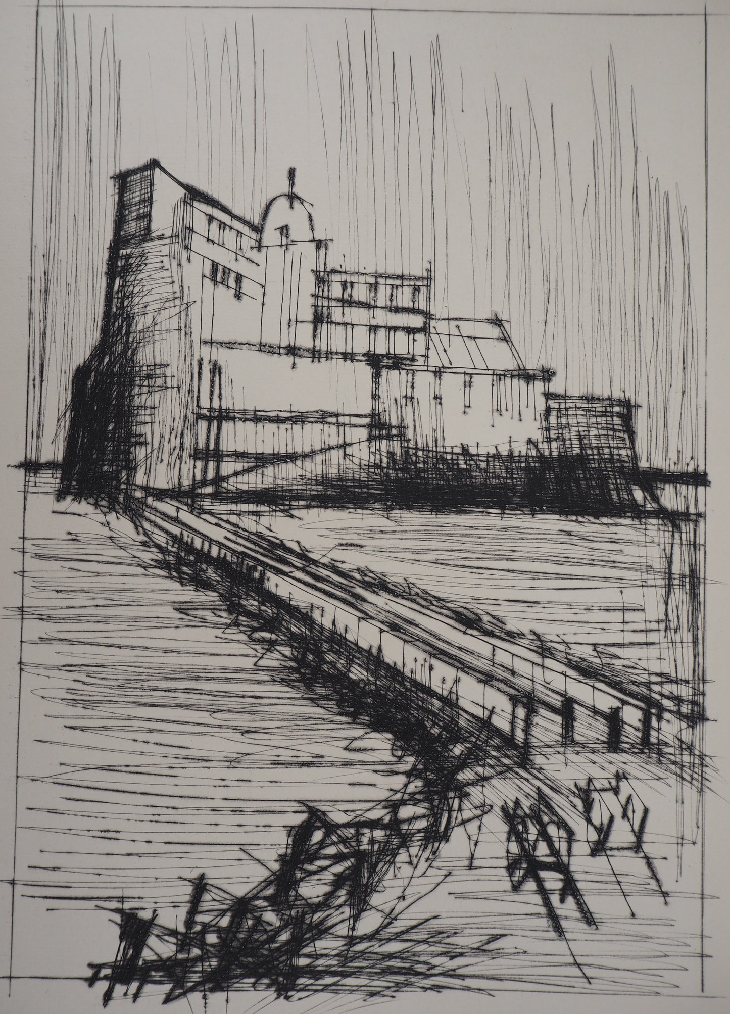 Bernard BUFFET : La forteresse - Gravure originale
