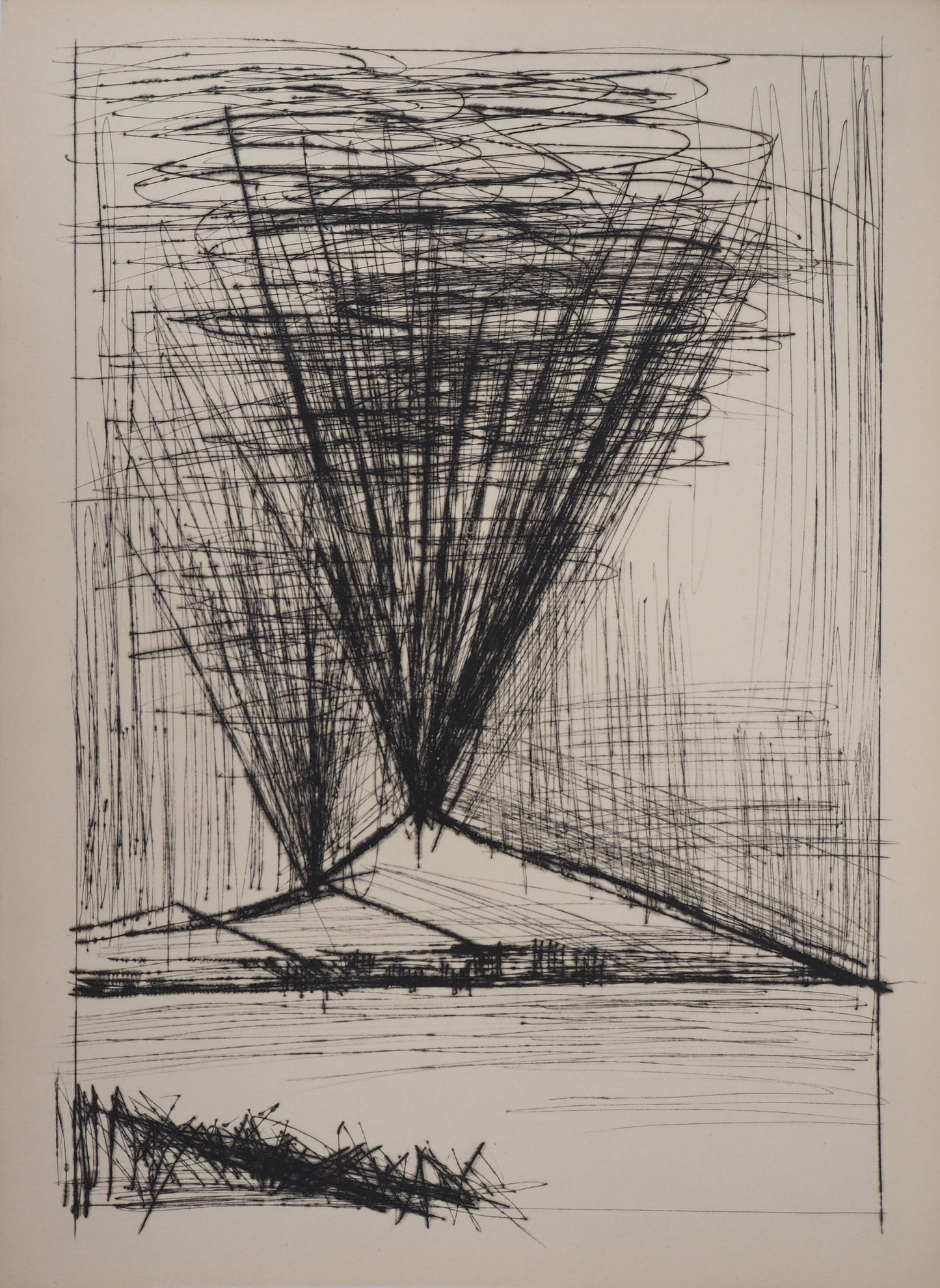 Bernard BUFFET : L'éruption du Vésuve - Gravure originale