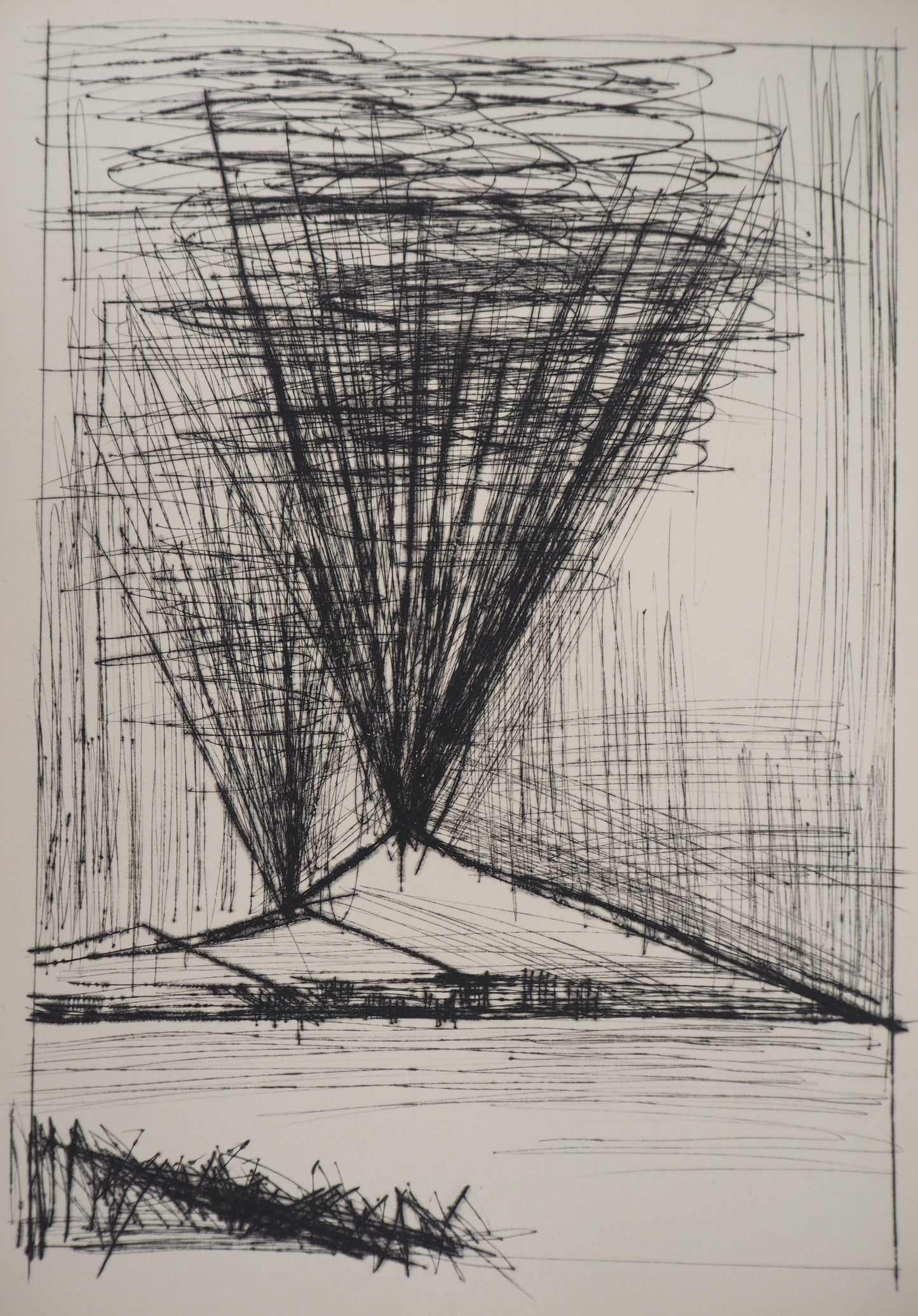 Bernard BUFFET : L'éruption du Vésuve - Gravure originale