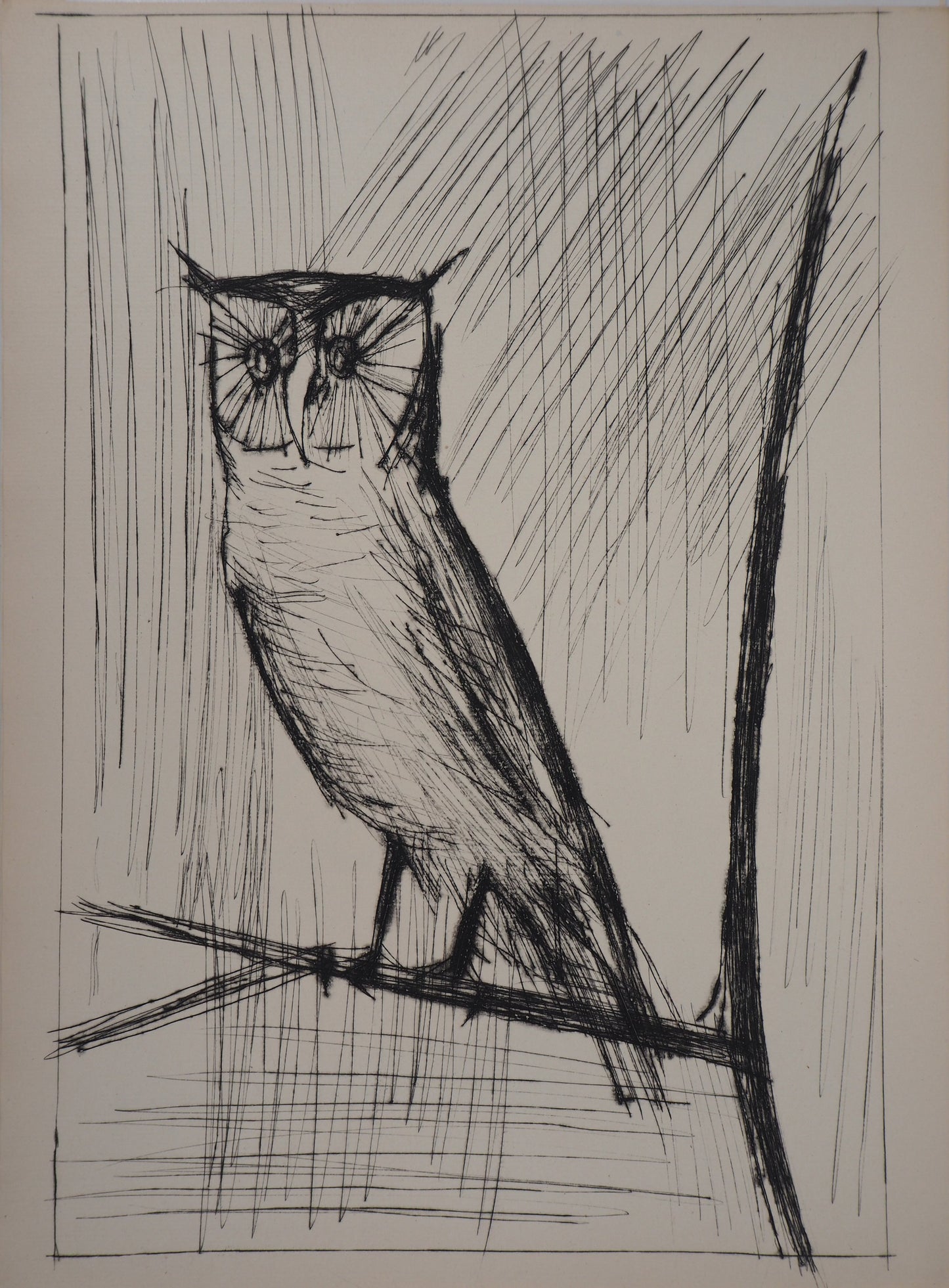 Bernard BUFFET : Le Hibou - Gravure originale