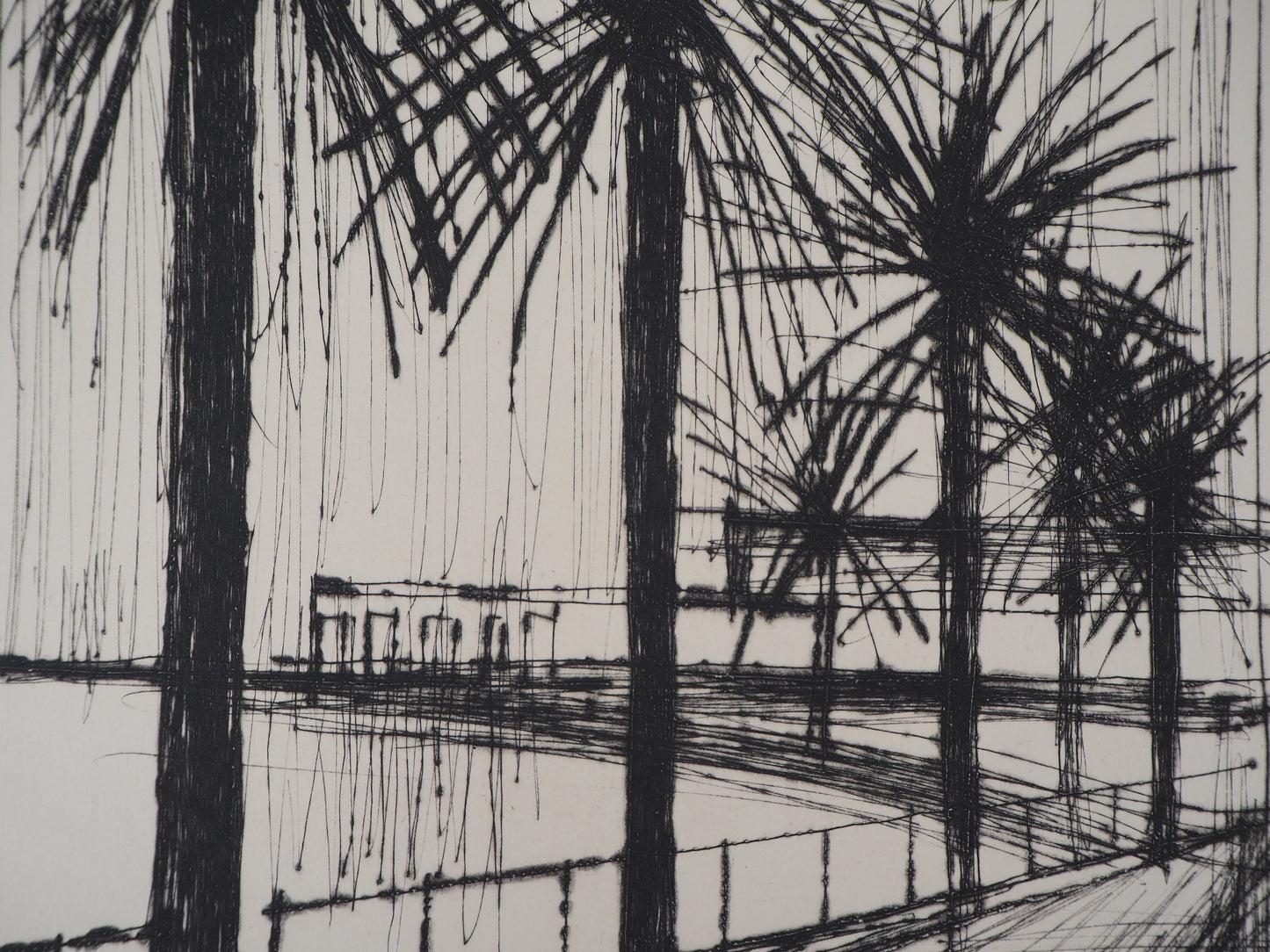 Bernard BUFFET : Palmiers le long de la plage - Gravure originale