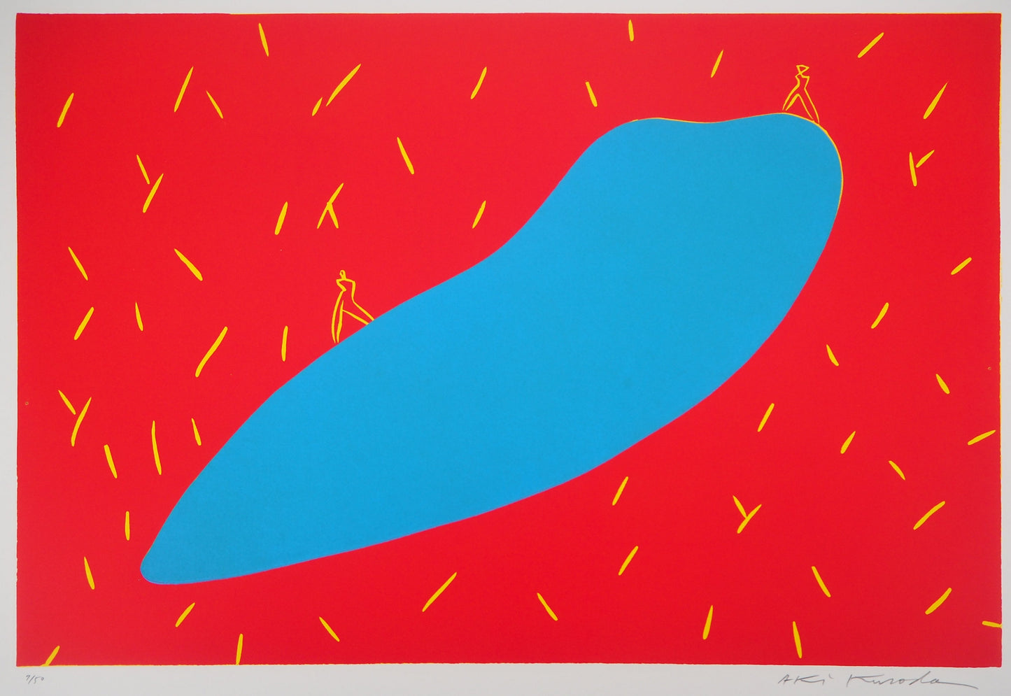 Aki KURODA : Notre planète bleue - Linogravure originale signée