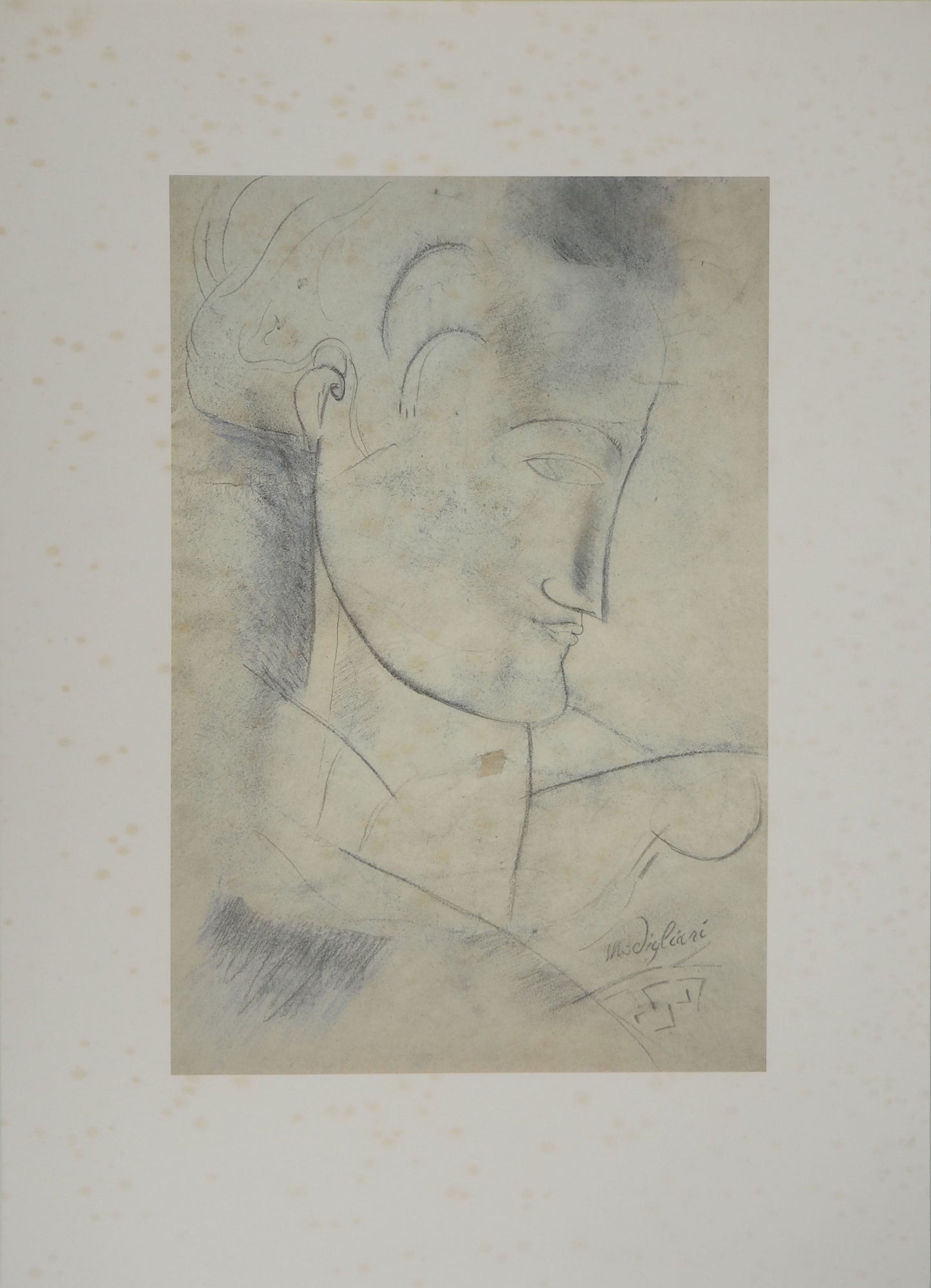 Amedeo MODIGLIANI : Homme de profil - Lithographie signée