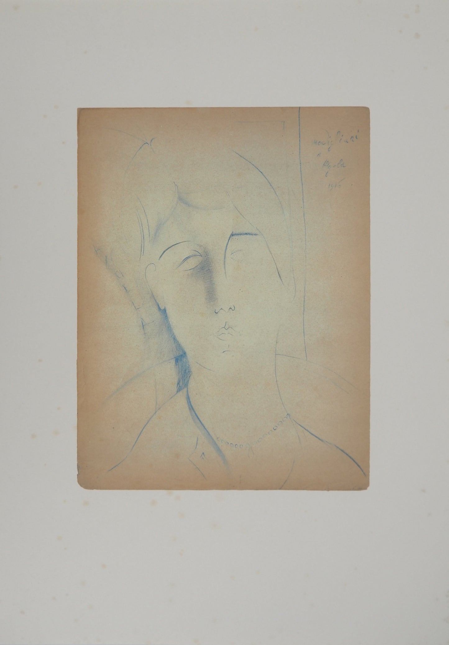 Amedeo MODIGLIANI : Portrait d'Angela - Lithographie signée