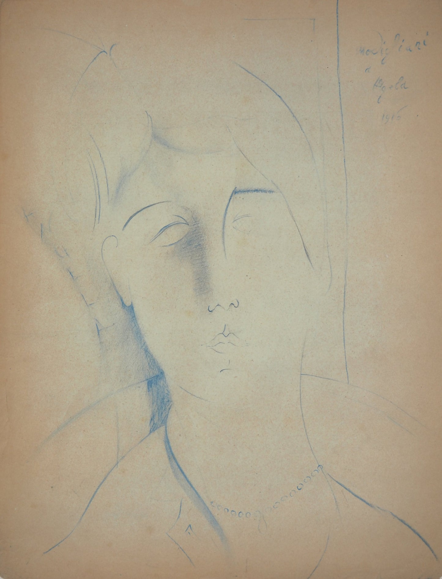 Amedeo MODIGLIANI : Portrait d'Angela - Lithographie signée