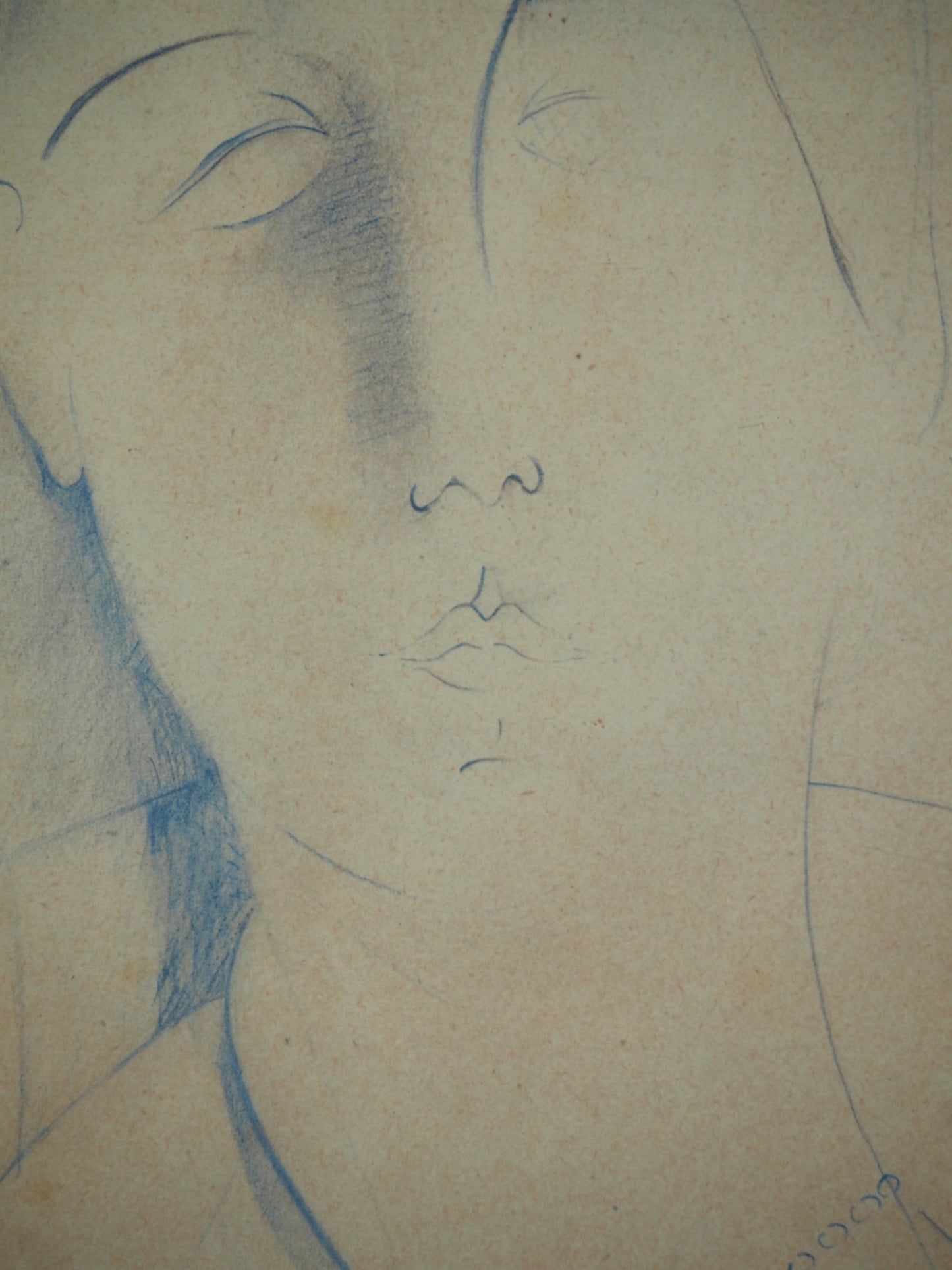 Amedeo MODIGLIANI : Portrait d'Angela - Lithographie signée