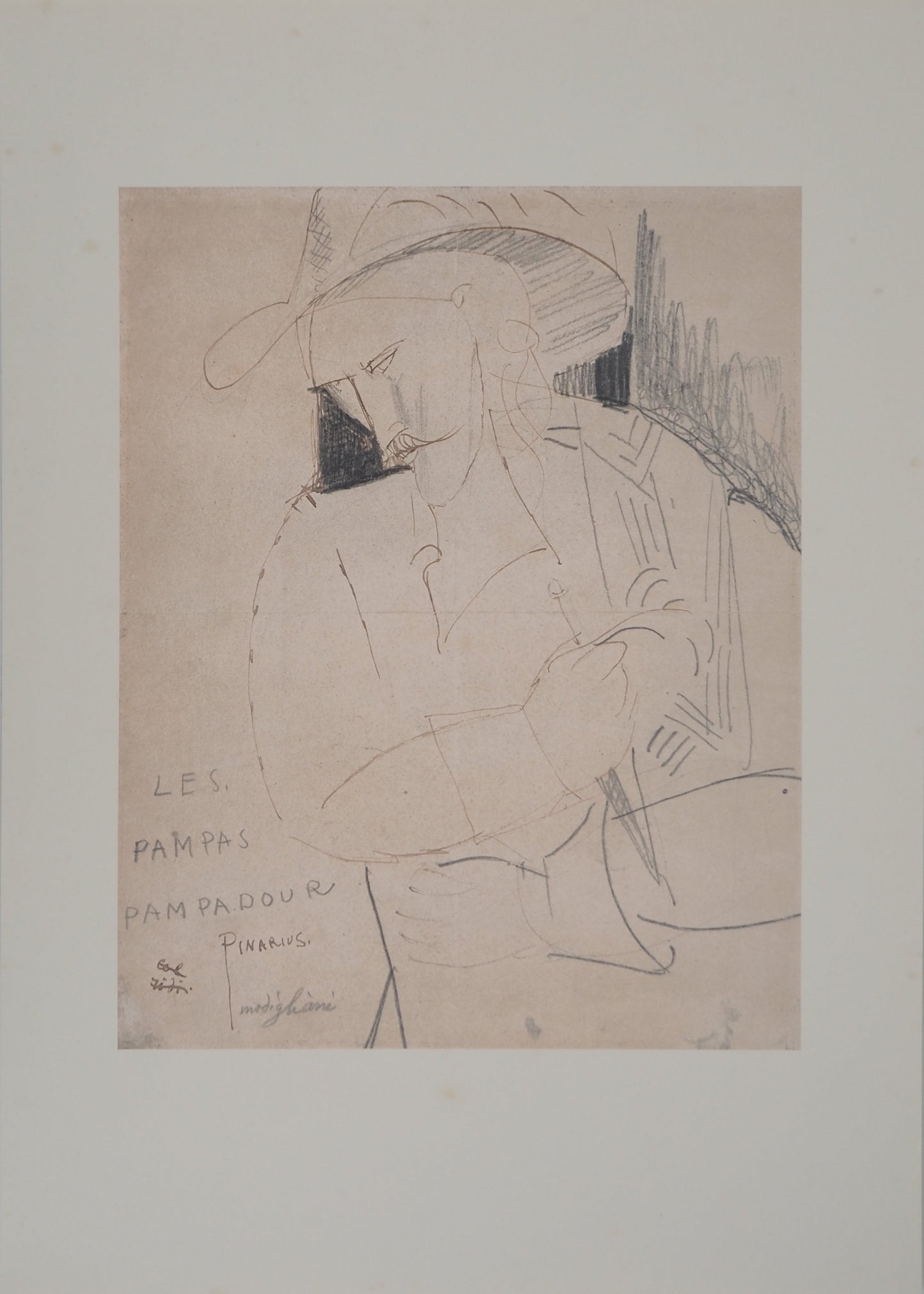 Amedeo MODIGLIANI : Les pampas Pampadour - Lithographie signée