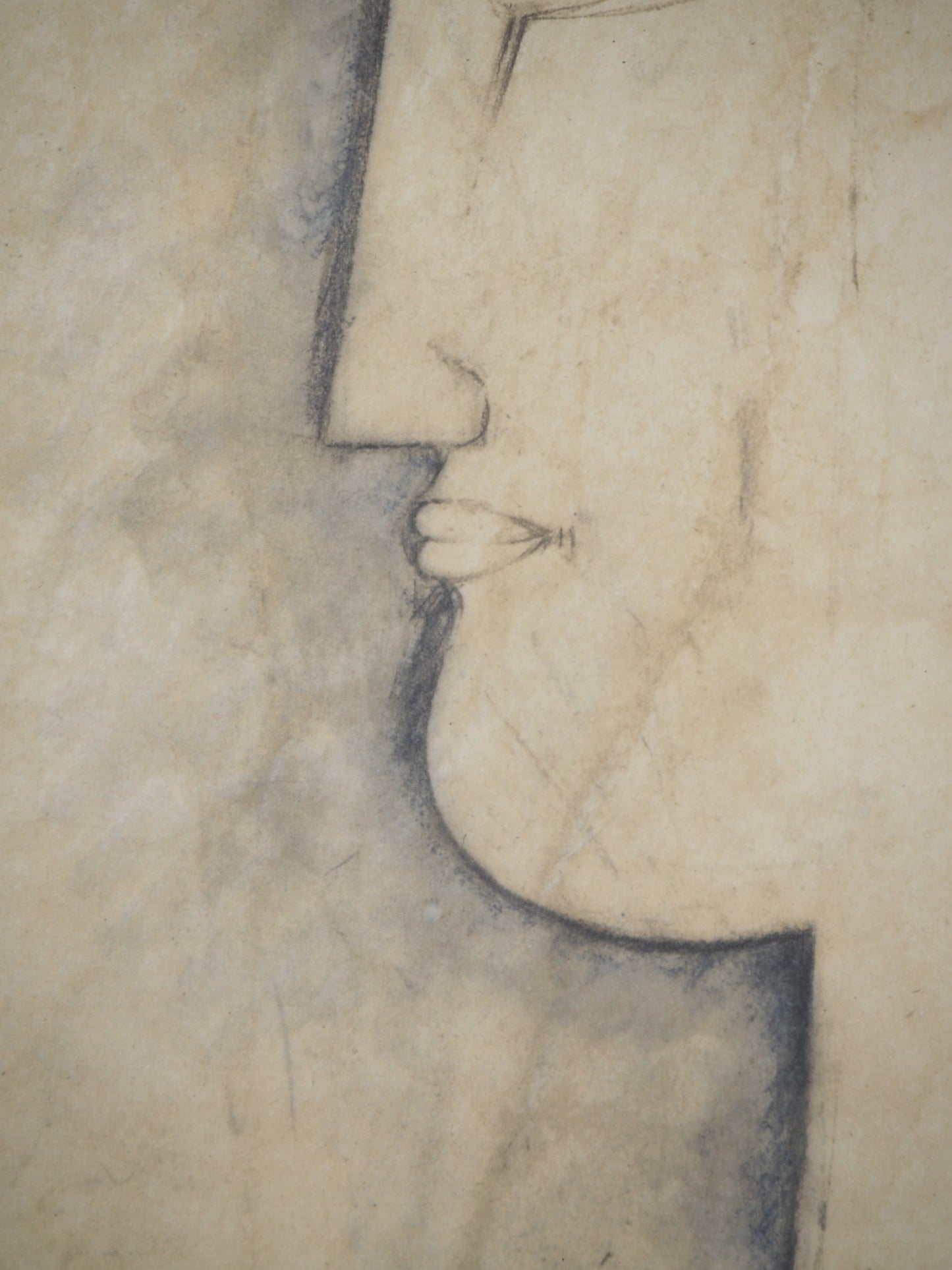Amedeo MODIGLIANI : Cariatide de profil en bleu - Lithographie signée