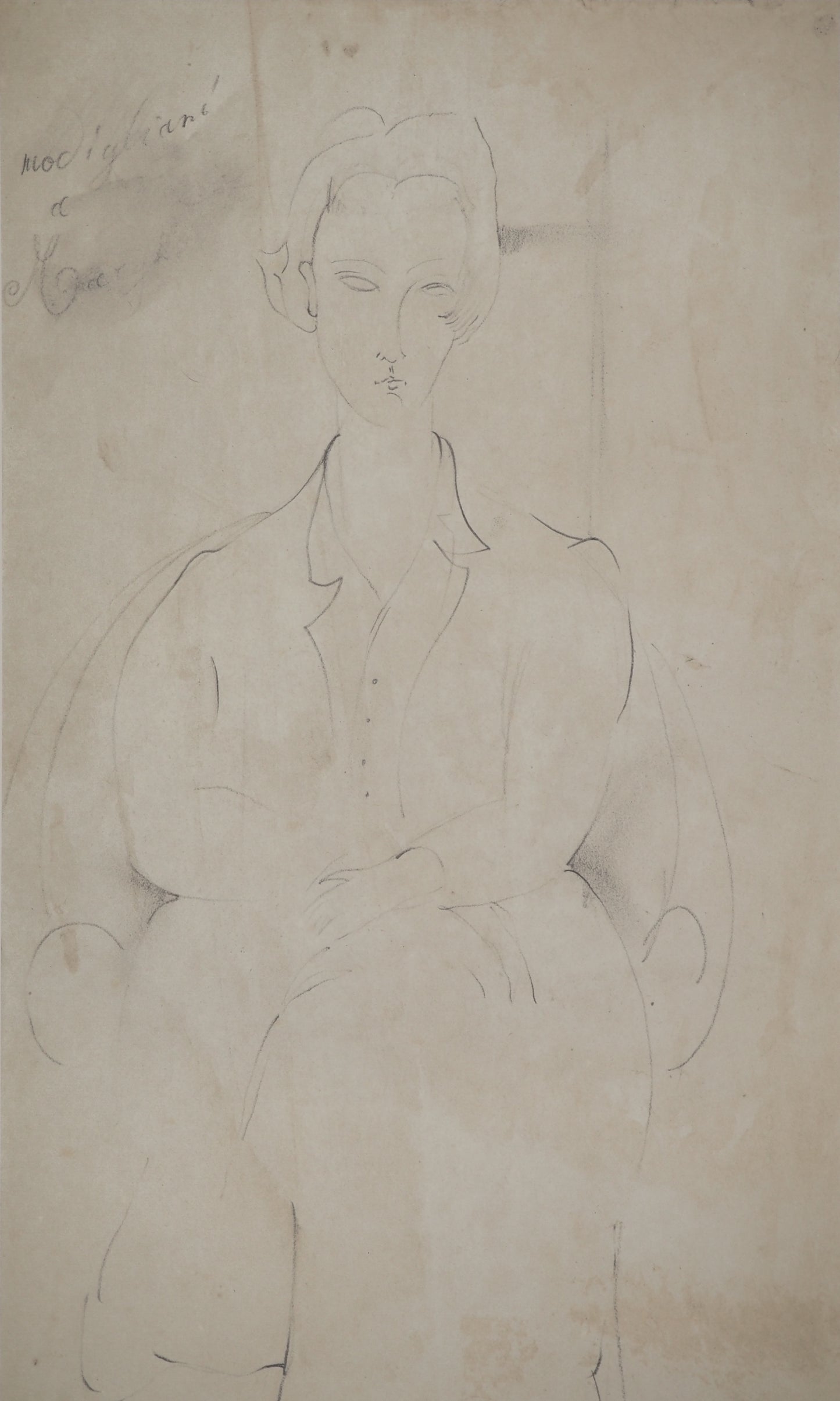 Amedeo MODIGLIANI : Femme en costume - Lithographie signée