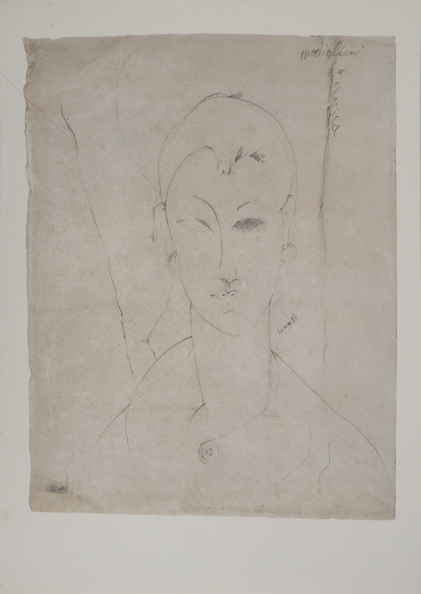 Amedeo MODIGLIANI : Portrait de Femme - Lithographie signée