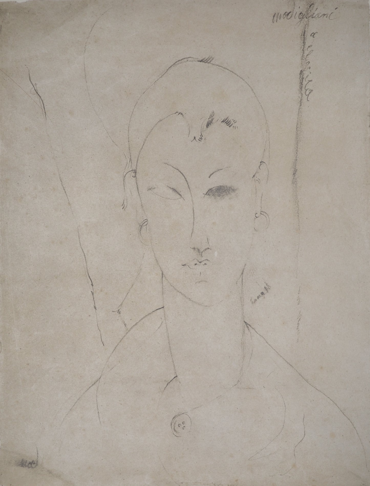 Amedeo MODIGLIANI : Portrait de Femme - Lithographie signée