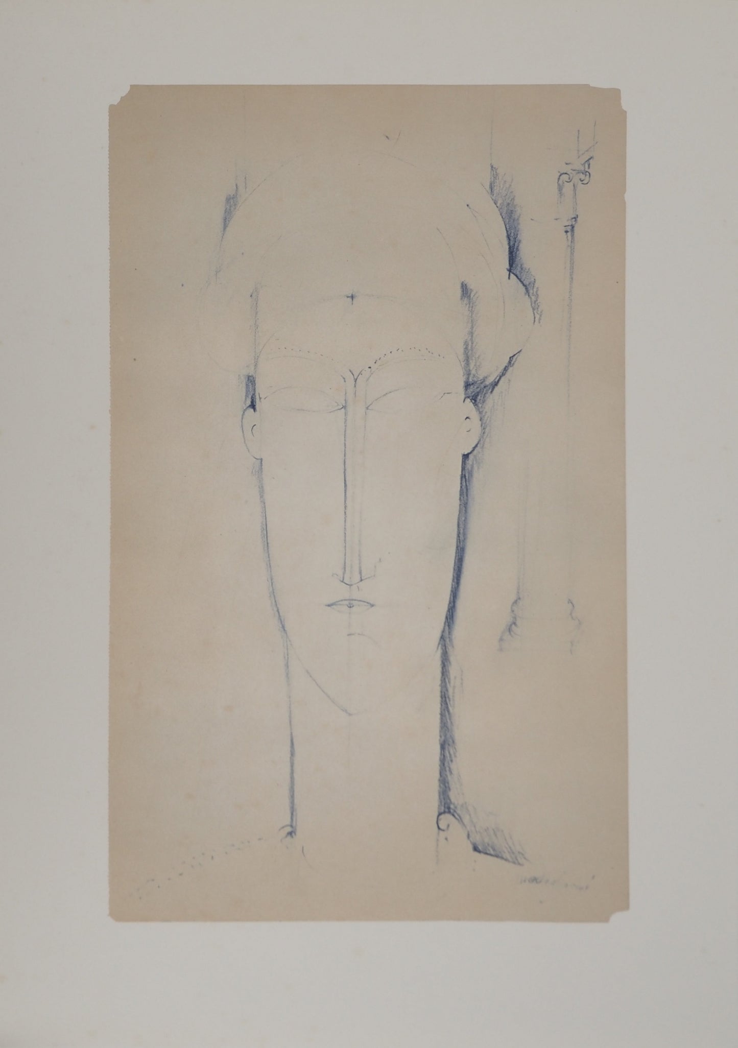 Amedeo MODIGLIANI : Cariatide en Bleu - Lithographie signée