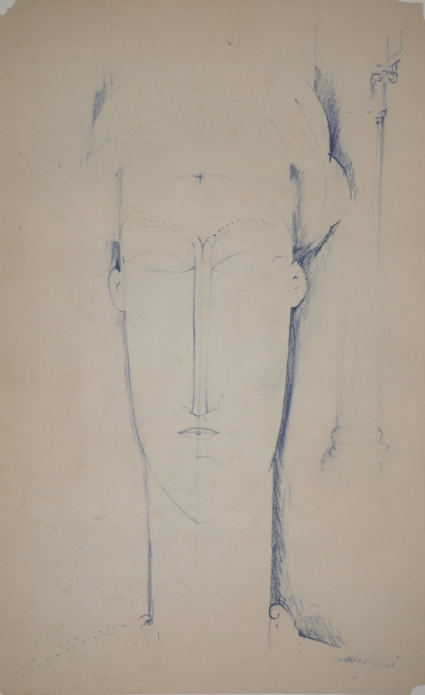 Amedeo MODIGLIANI : Cariatide en Bleu - Lithographie signée