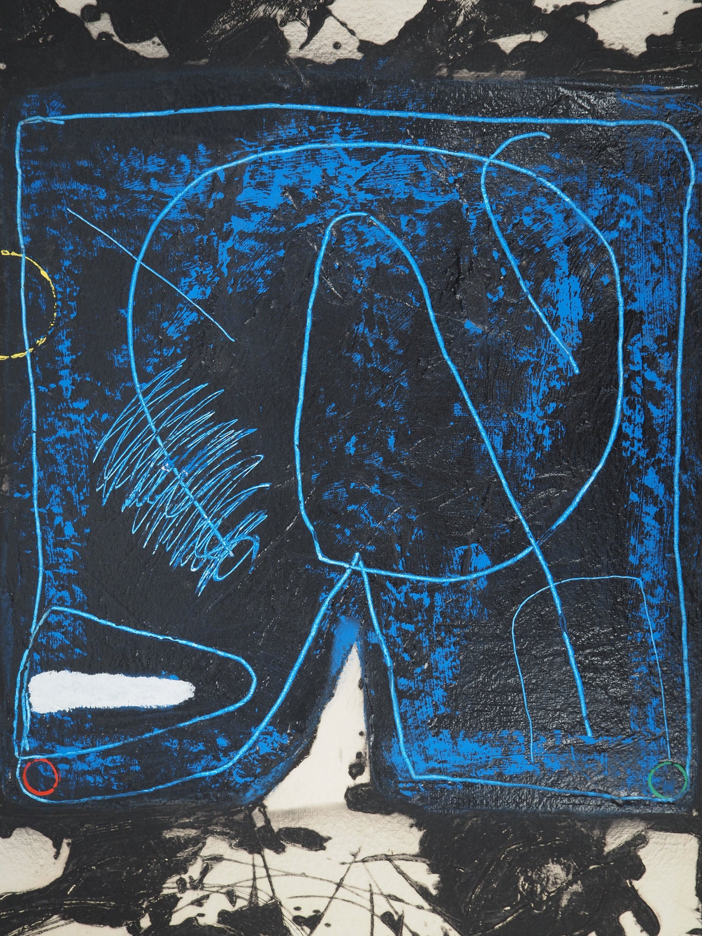LIONEL : Composition en bleu - Gravure originale signée