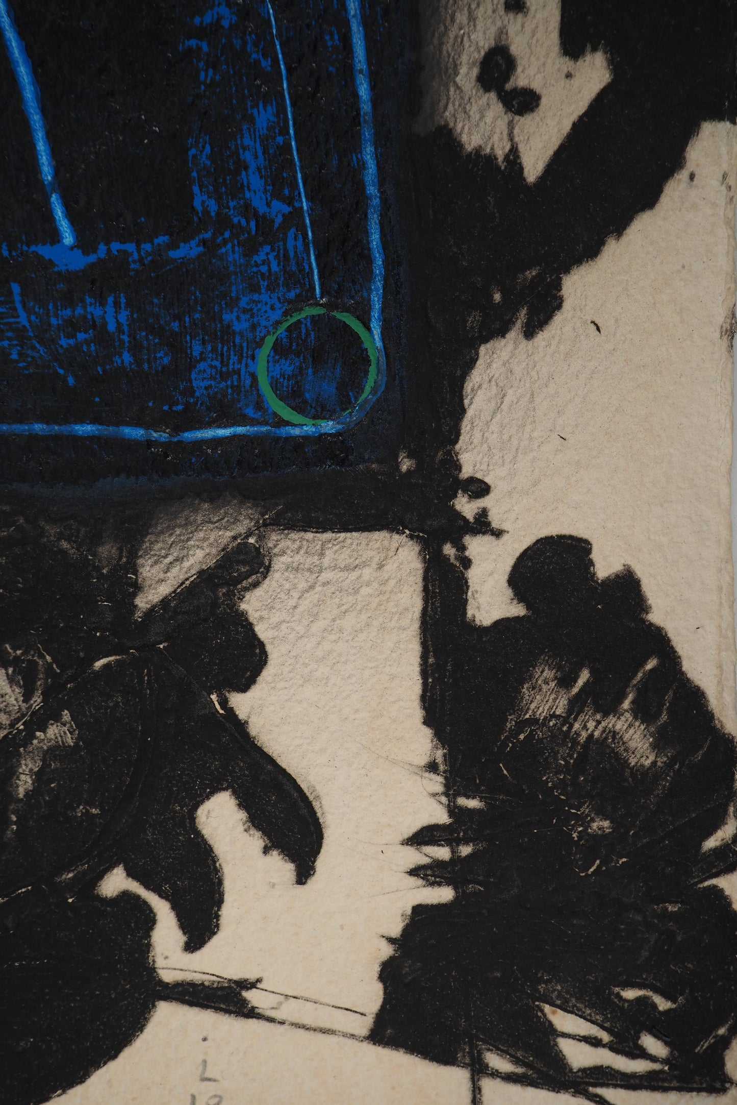 LIONEL : Composition en bleu - Gravure originale signée