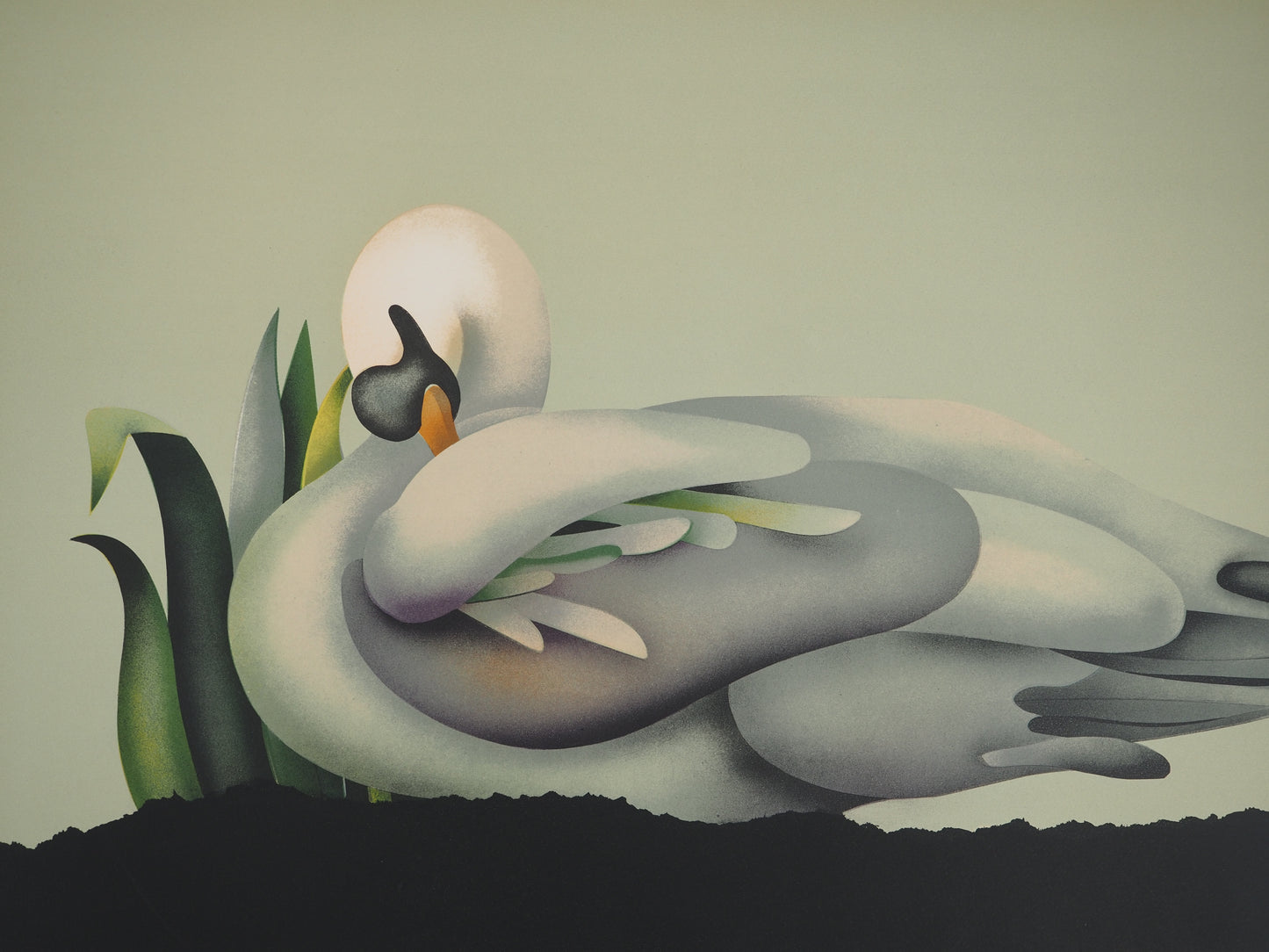 Jean Paul DONADINI : Le cygne assoupi - Lithographie Originale Signée