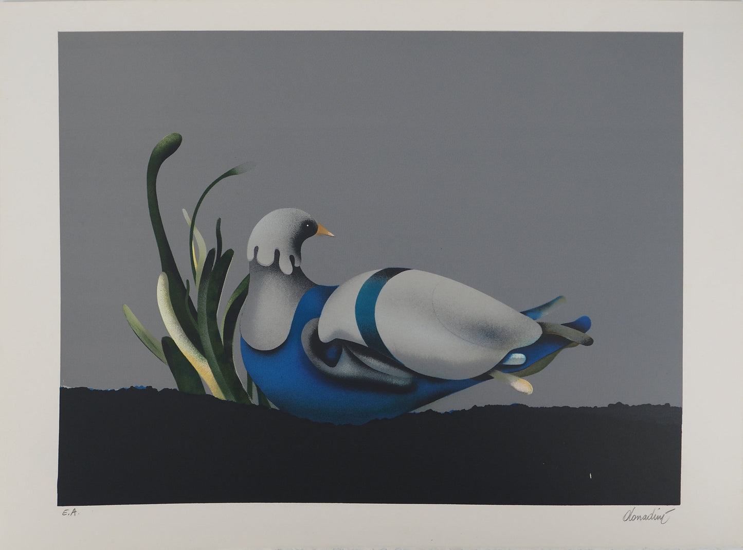 Jean Paul DONADINI : Le pigeon voyageur - Lithographie Originale Signée