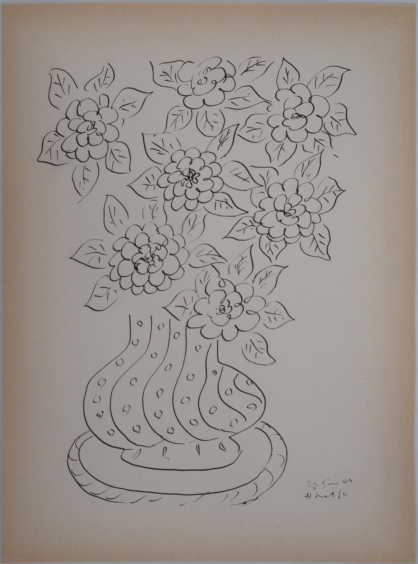 Henri MATISSE : Bouquet de fleurs - Lithographie signée