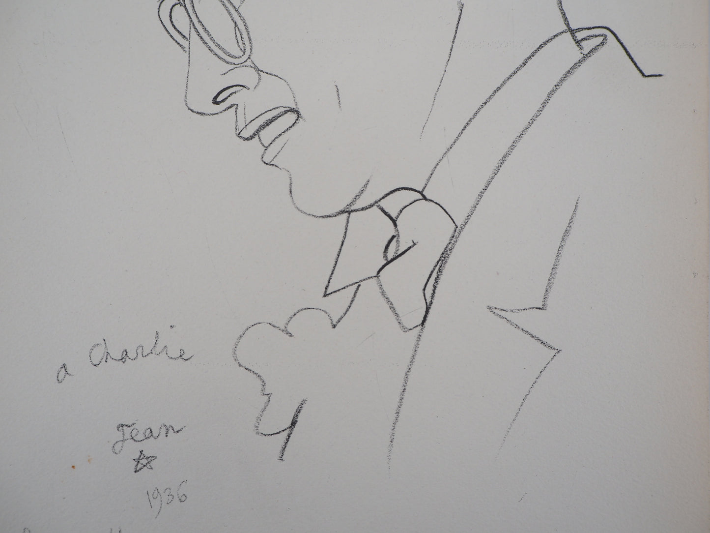Jean COCTEAU : Portrait de Charlie Chaplin - Lithographie signée