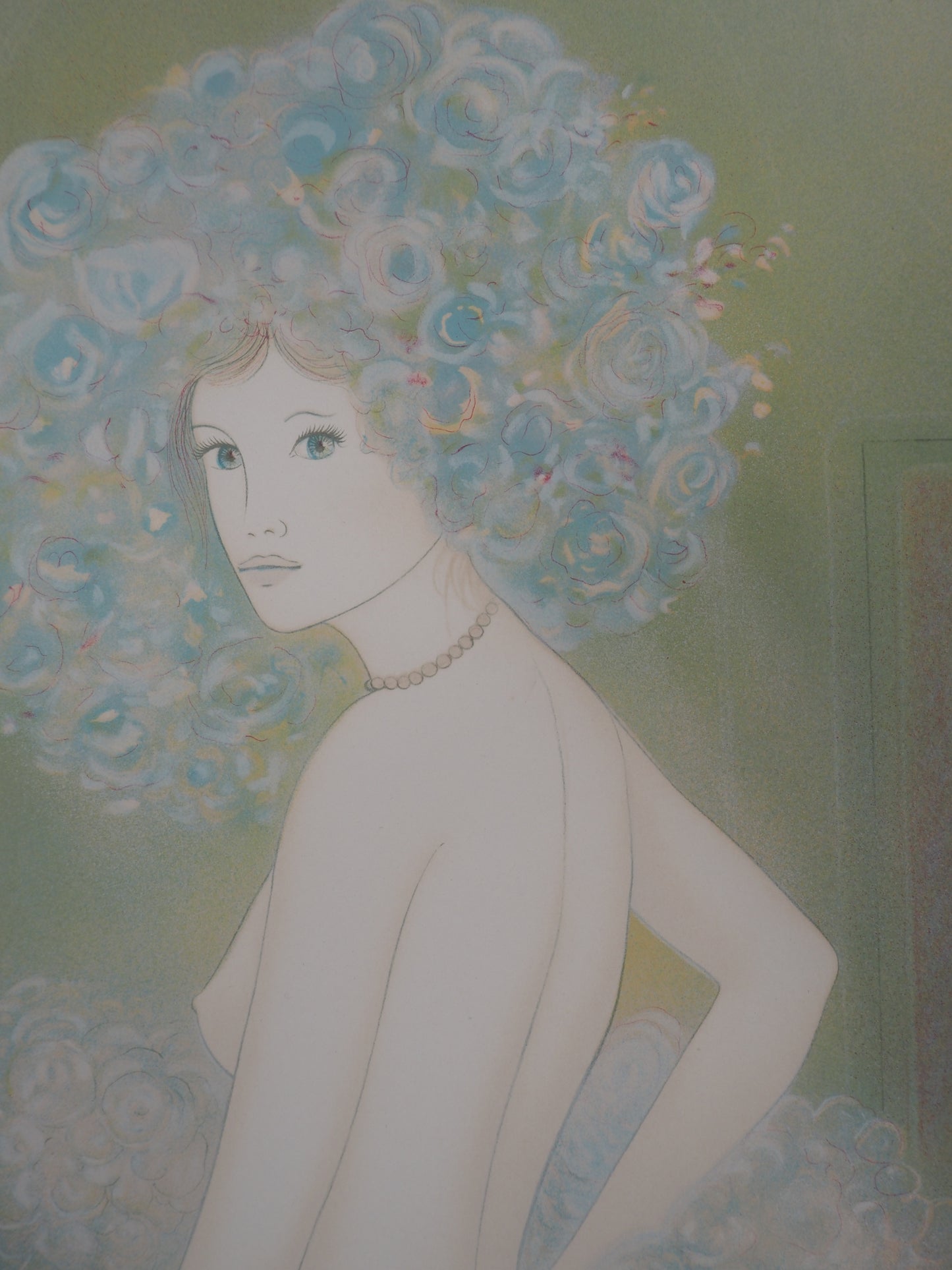 Guy RIBES : Nu aux fleurs - Lithographie originale signée