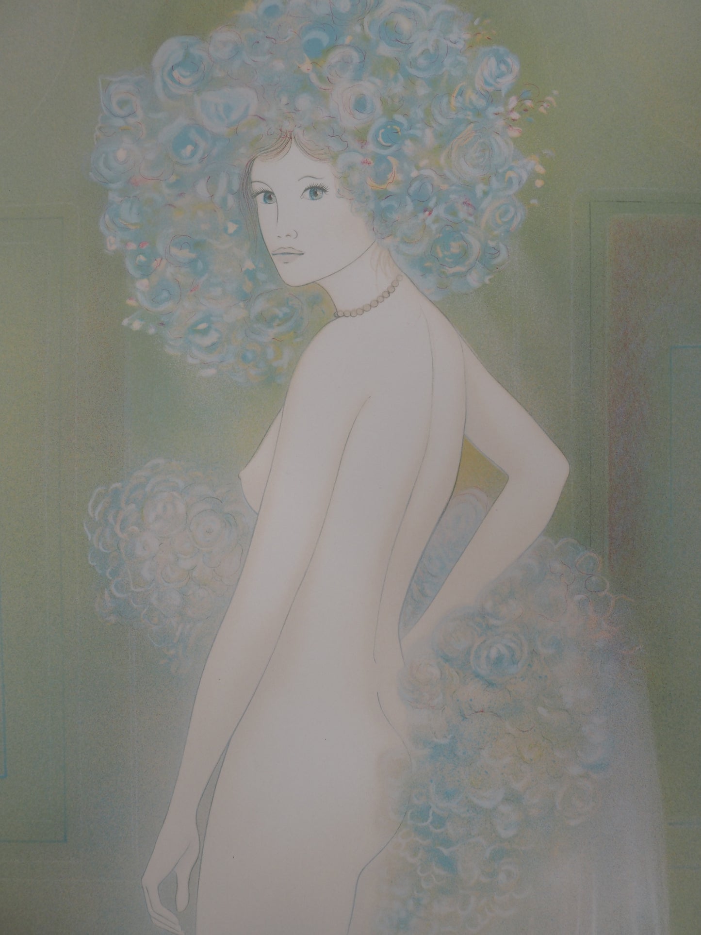 Guy RIBES : Nu aux fleurs - Lithographie originale signée