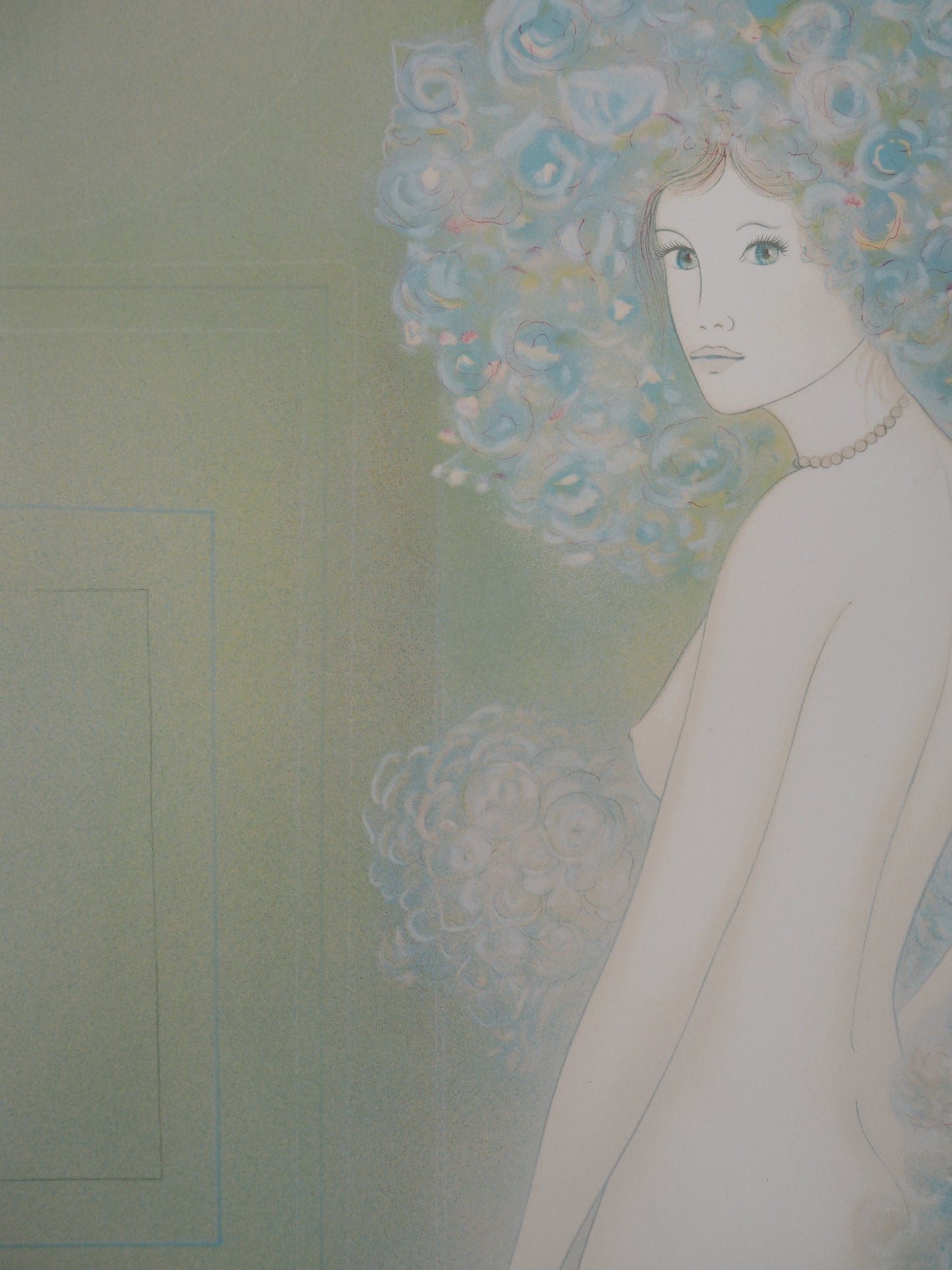 Guy RIBES : Nu aux fleurs - Lithographie originale signée