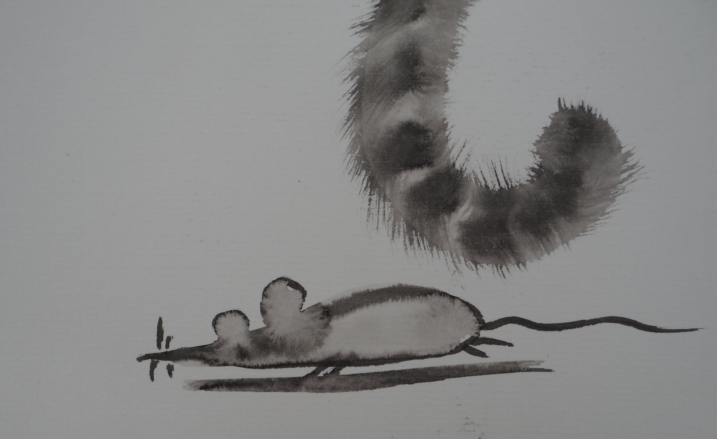 Laszlo TIBAY : Le chat et la souris - Dessin original signé