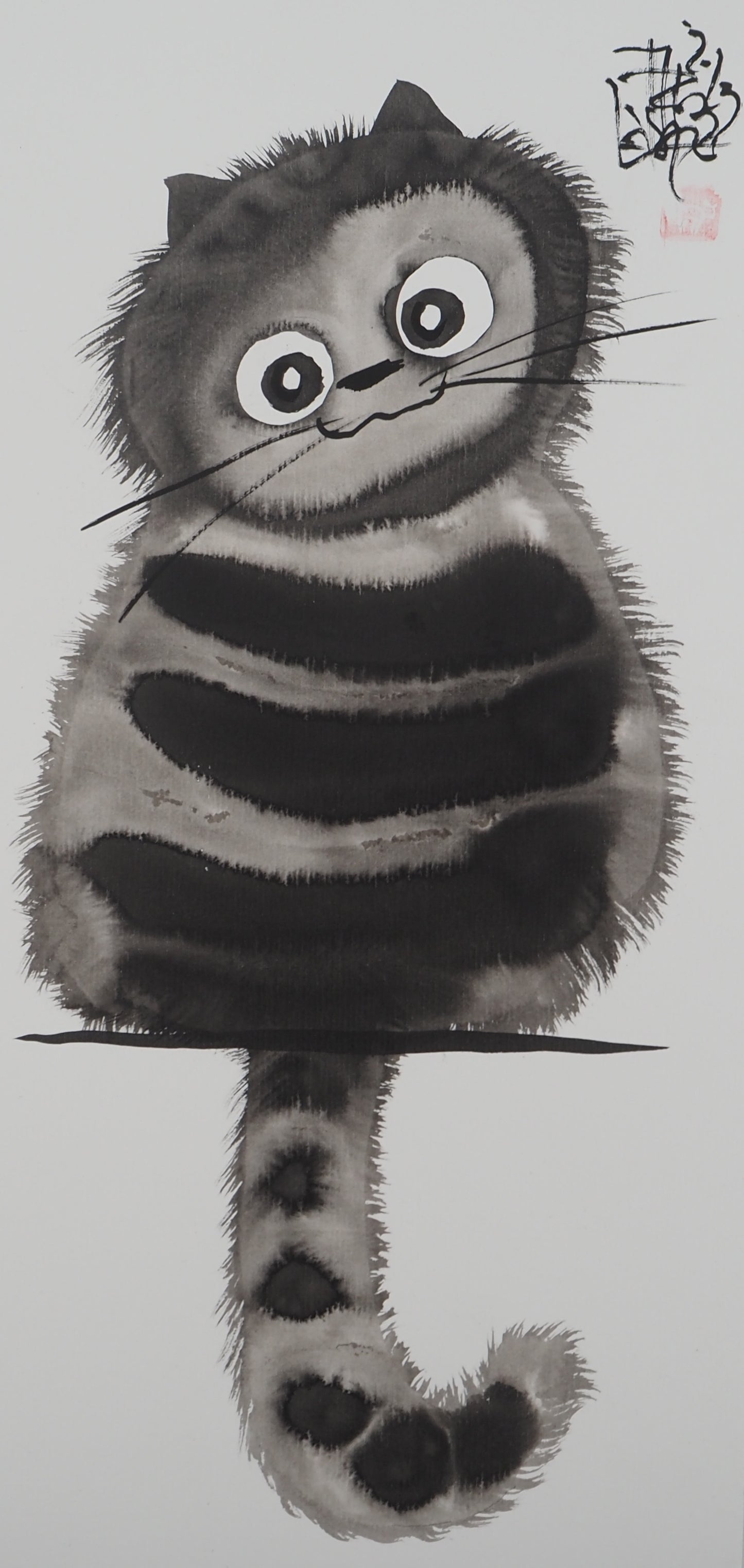 Laszlo TIBAY : Le chat mielleux - Dessin original signé