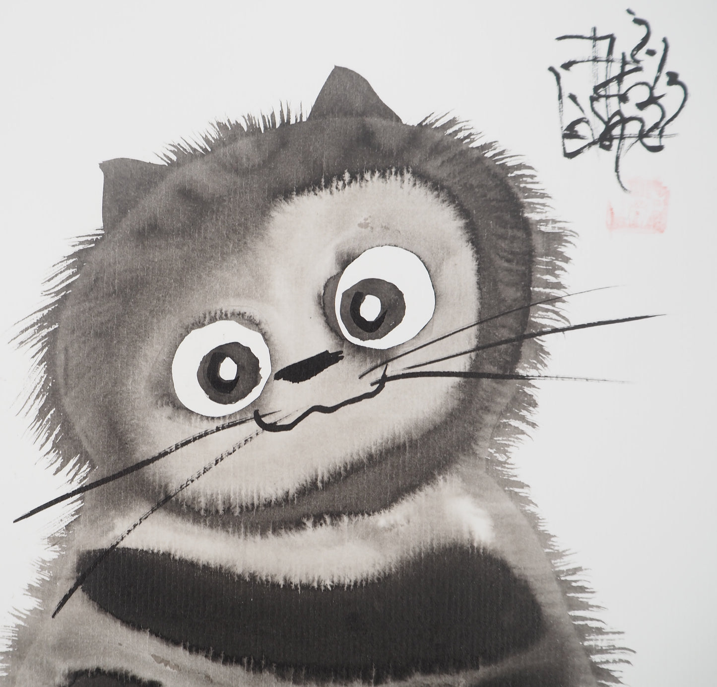 Laszlo TIBAY : Le chat mielleux - Dessin original signé
