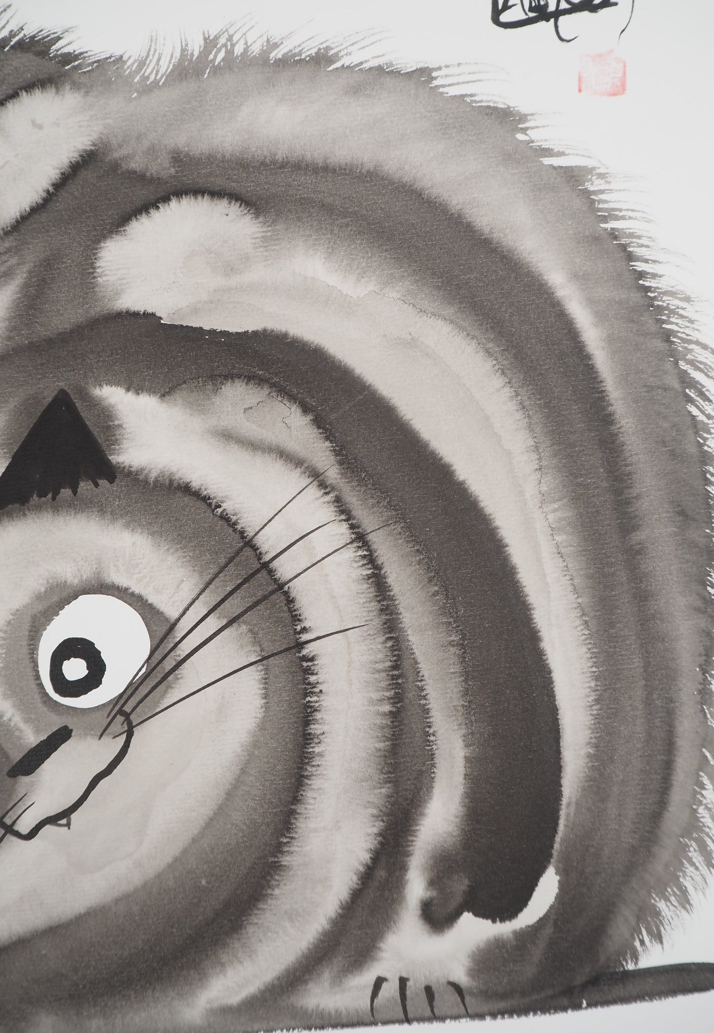 Laszlo TIBAY : Petite boule de chat - Dessin original signé