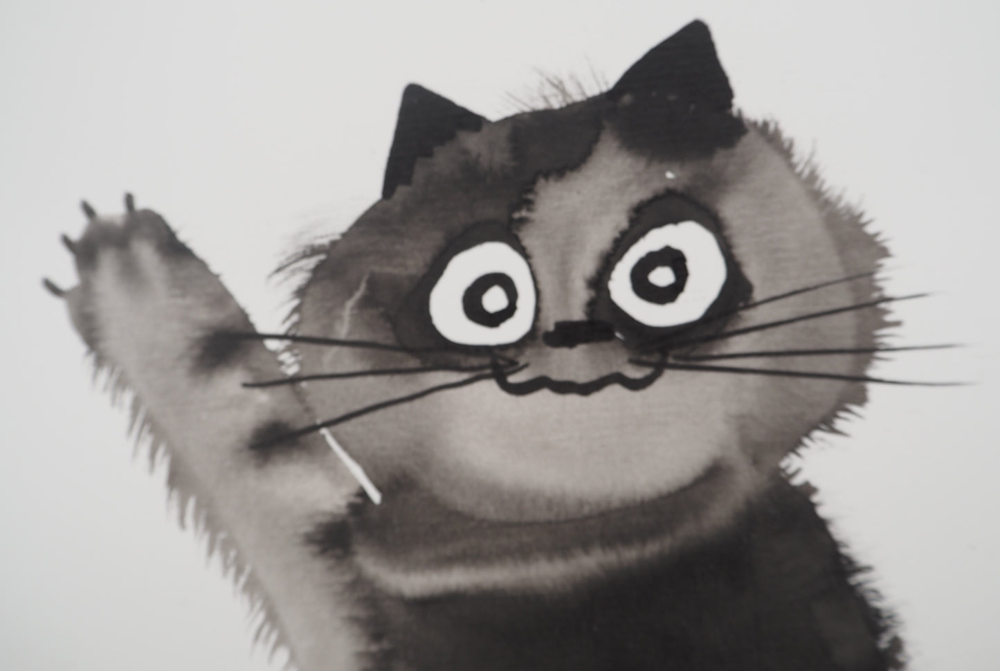 Laszlo TIBAY : Le salut du chat - Dessin original signé