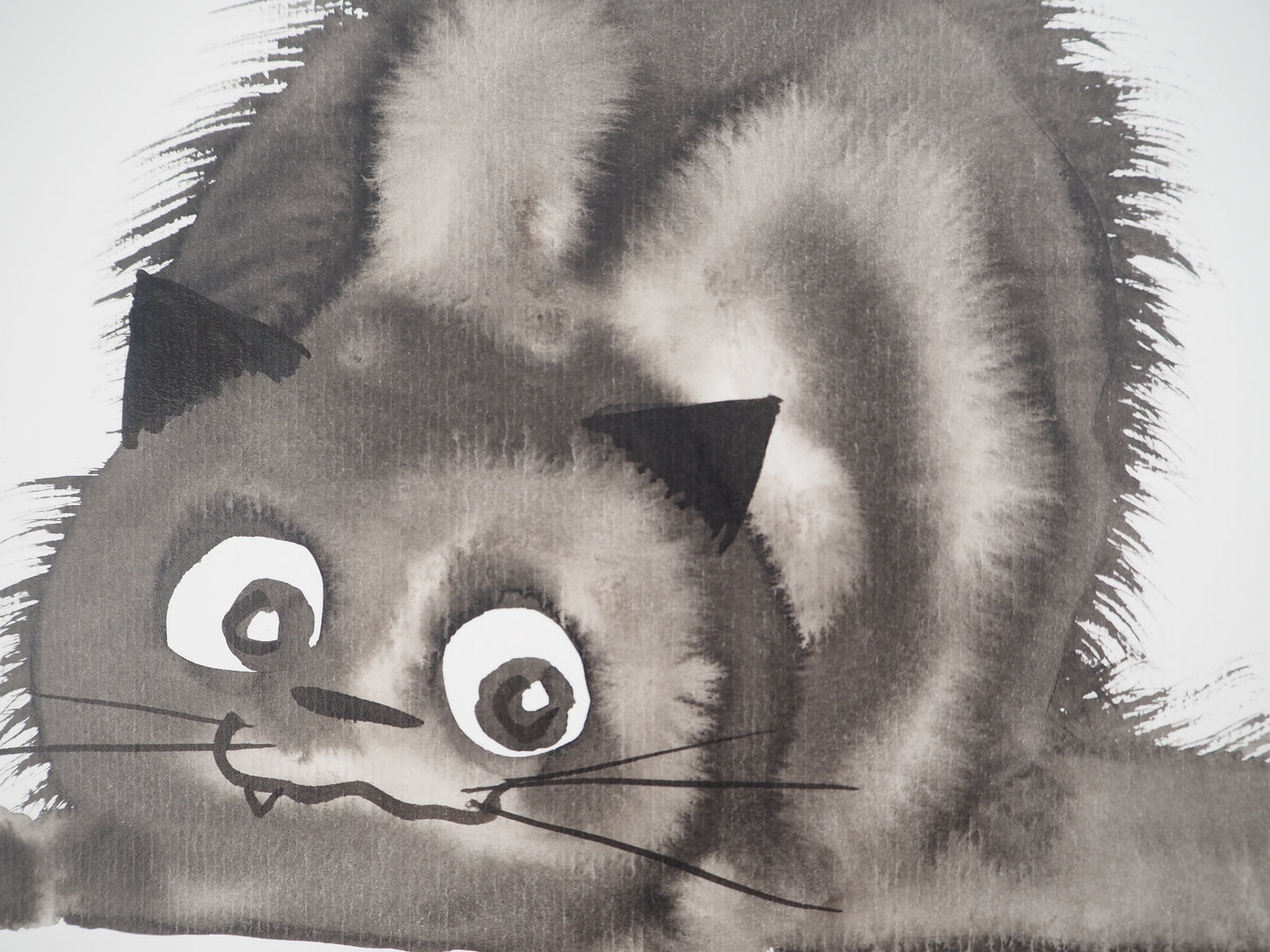Laszlo TIBAY : Le chat à l'attaque - Dessin original signé
