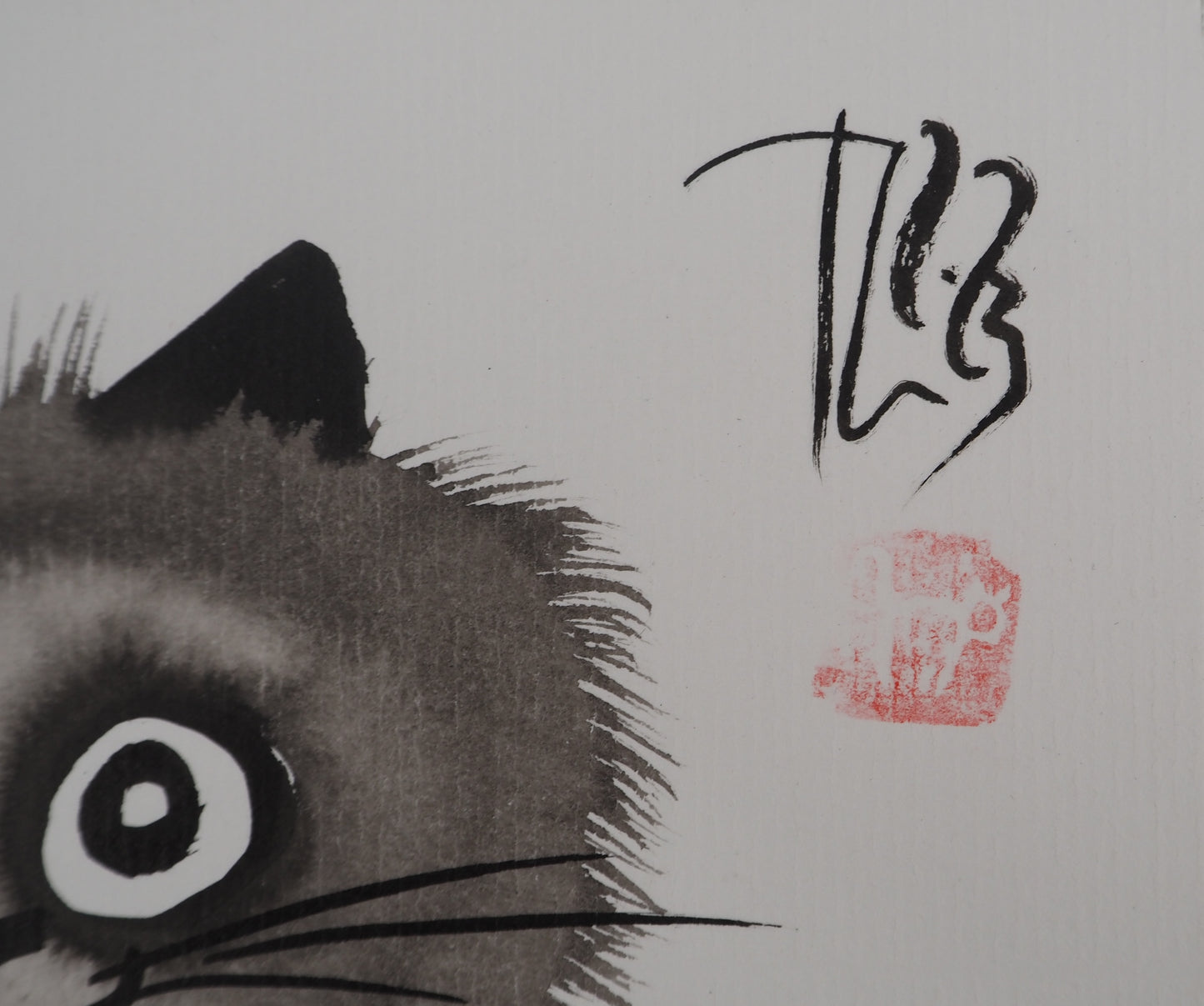 Laszlo TIBAY : Le chat perché - Dessin original signé