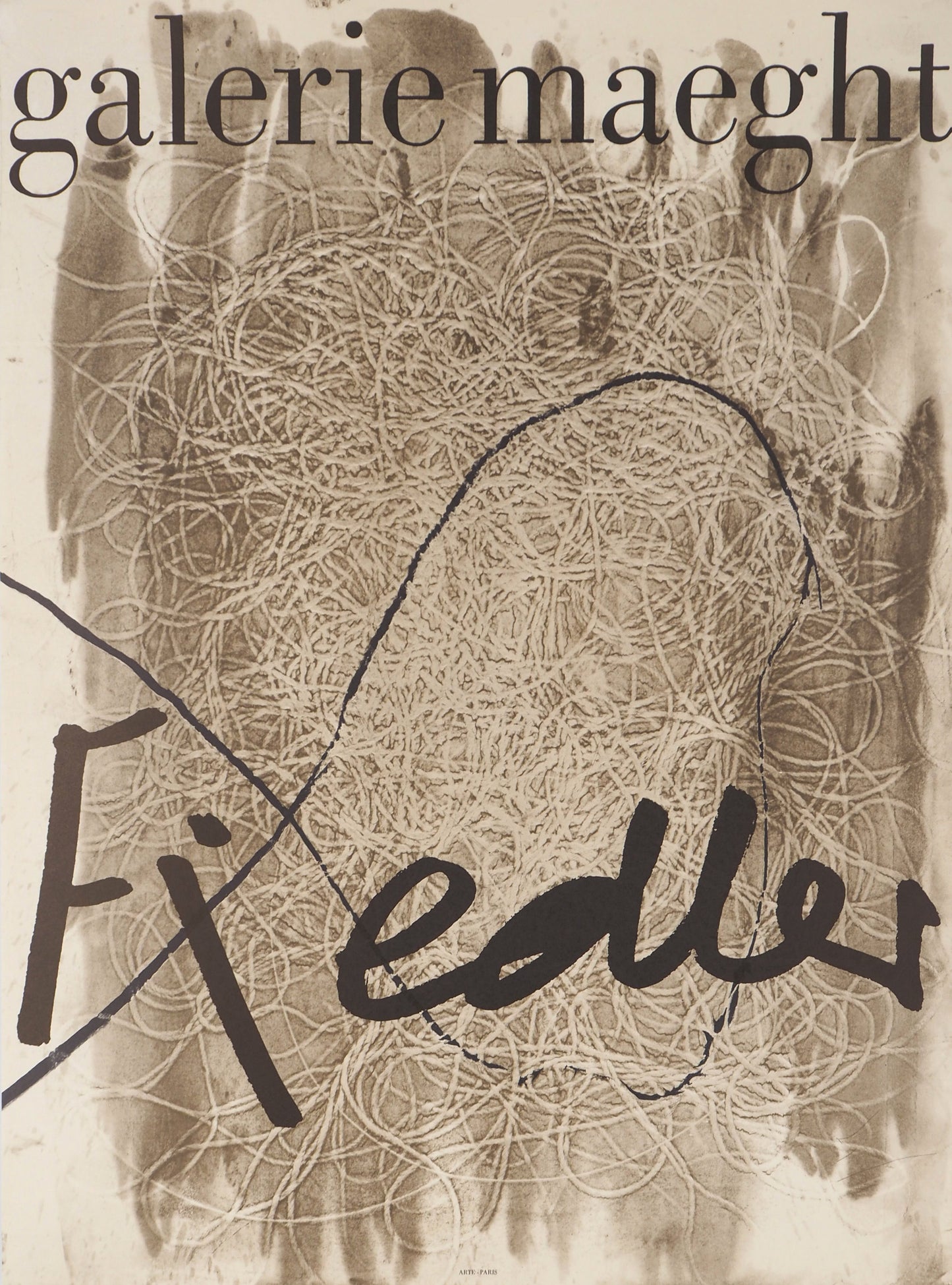 François FIEDLER : Filaments beiges entrelacés - Affiche originale signée